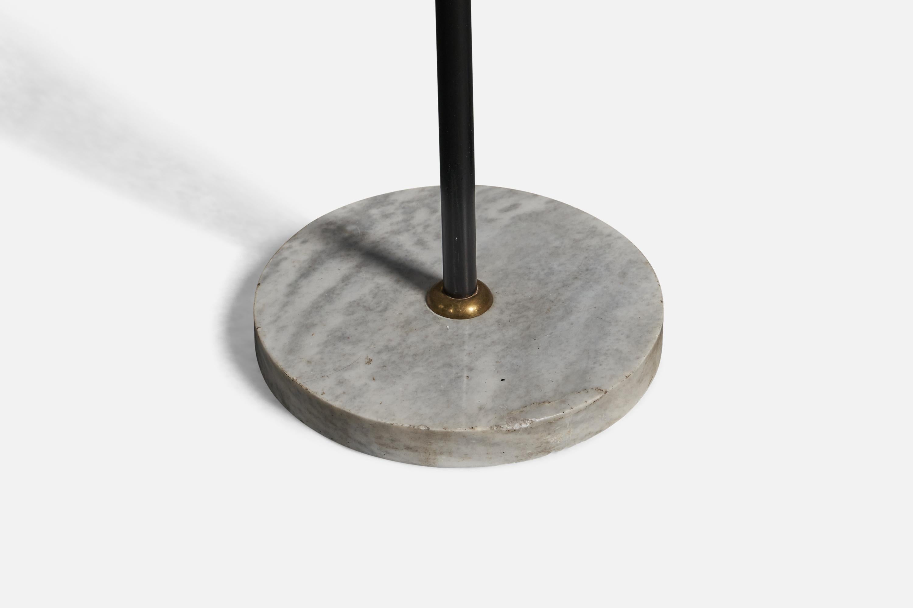 Mid-20th Century Stilux, Floor Lamp, Brass, Metal, Marble, Glass, Italy, 1950s For Sale