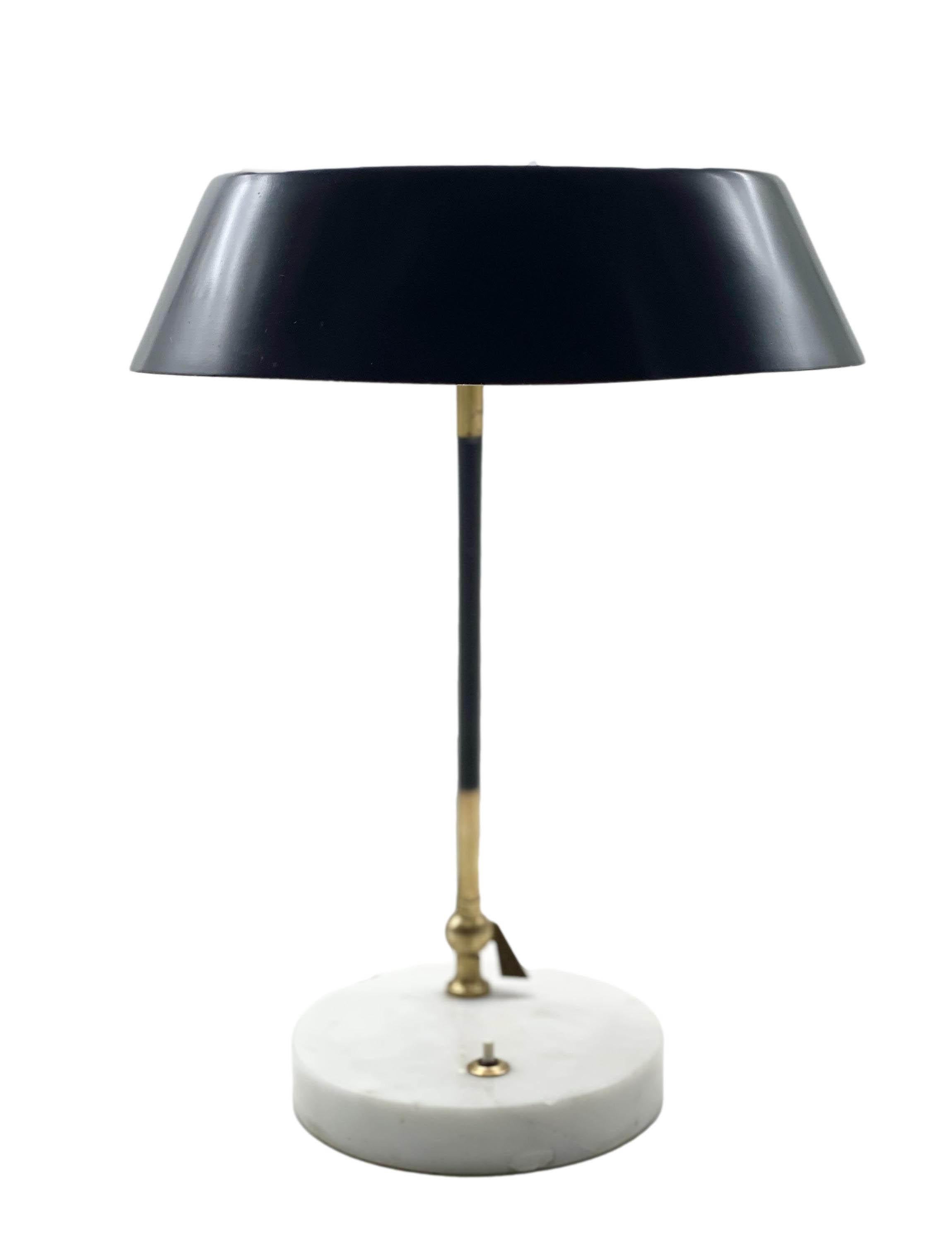 Mid-Century Modern Stilux I Adjustable Brass and Marble Table Lamp, Italy, 1950s