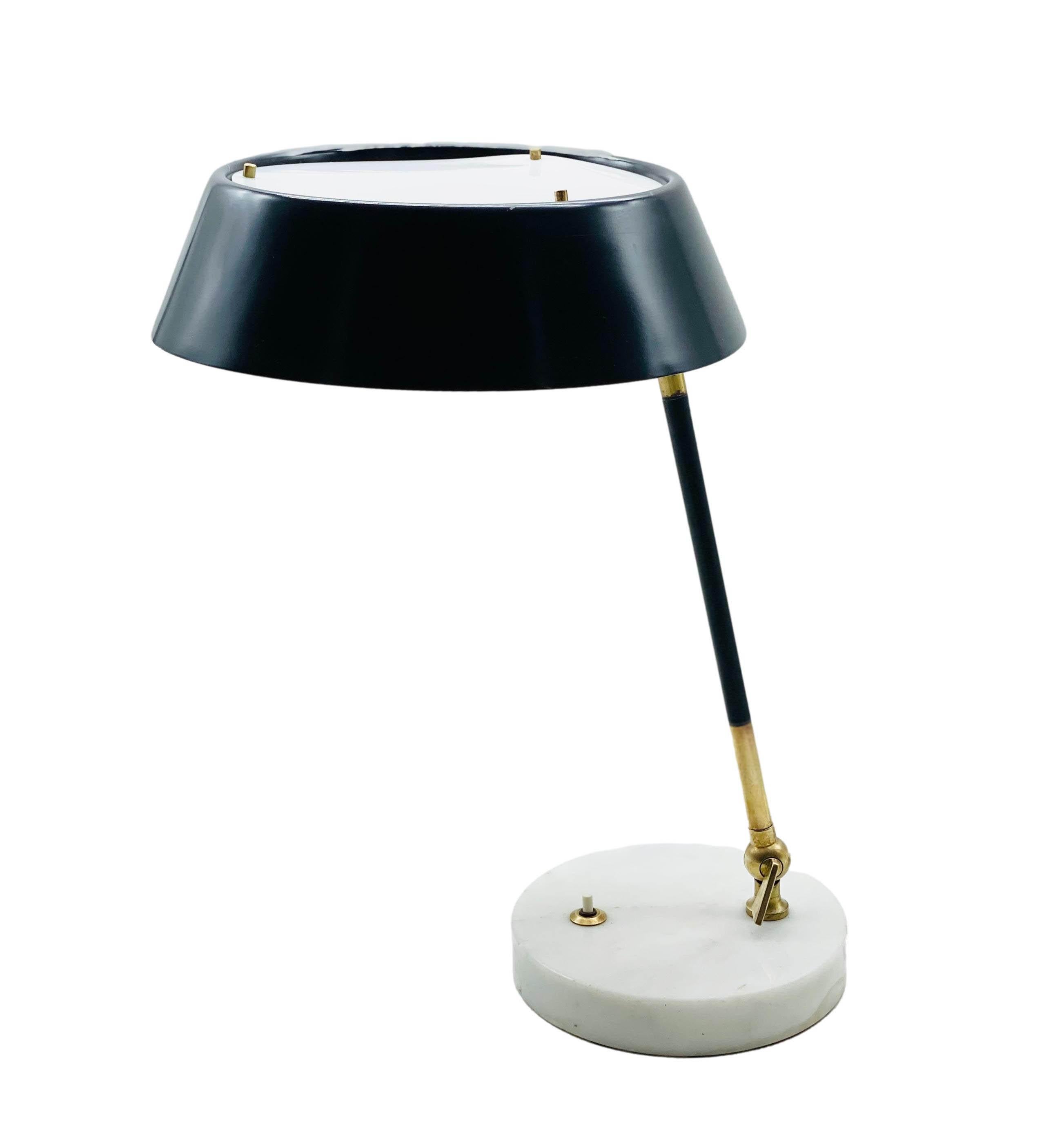 Italian Stilux I Adjustable Brass and Marble Table Lamp, Italy, 1950s