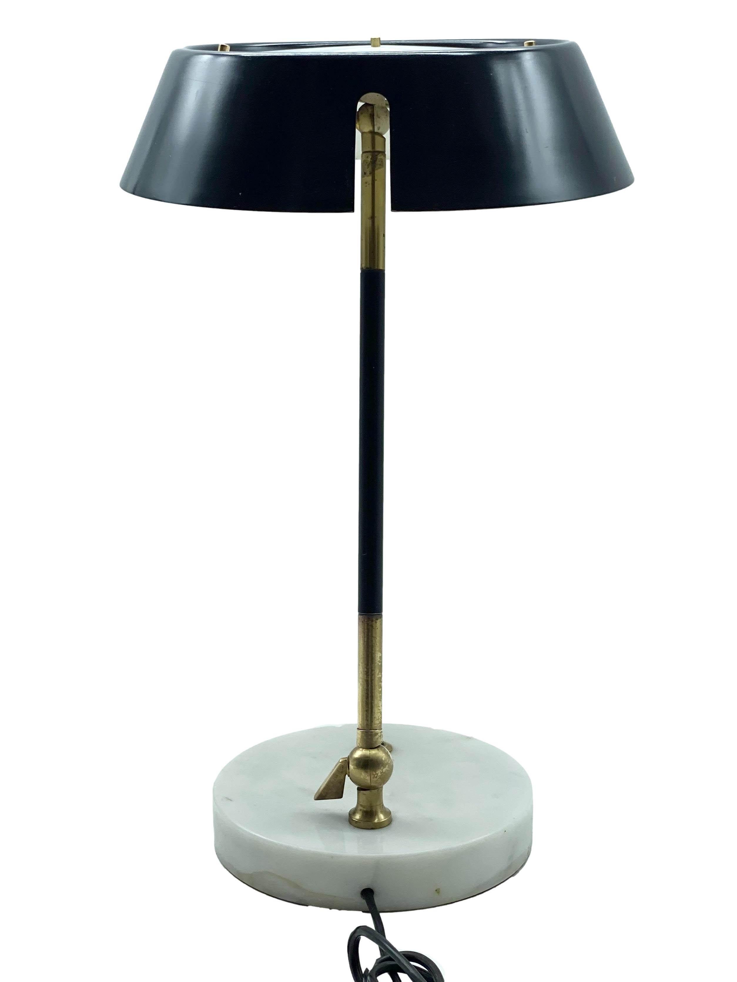 Metal Stilux I Adjustable Brass and Marble Table Lamp, Italy, 1950s