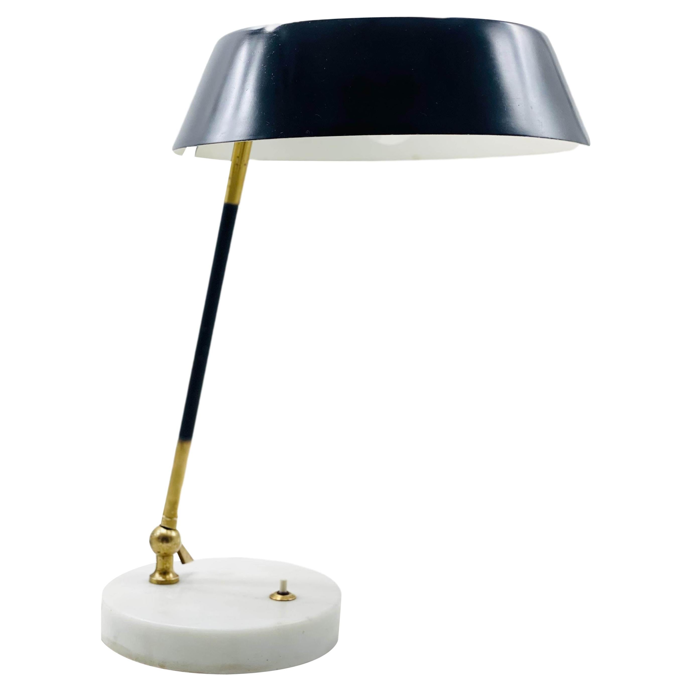 Stilux I Adjustable Brass and Marble Table Lamp, Italy, 1950s