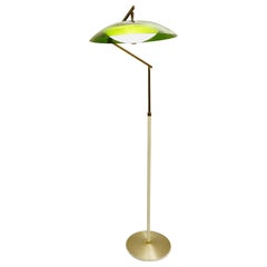 Stilux Italian Articulating Floor Lamp with Green Plexi Shade, 1960s