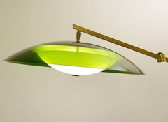 Stilux Italian Articulating Floor Lamp with Green Plexi Shade, 1960s