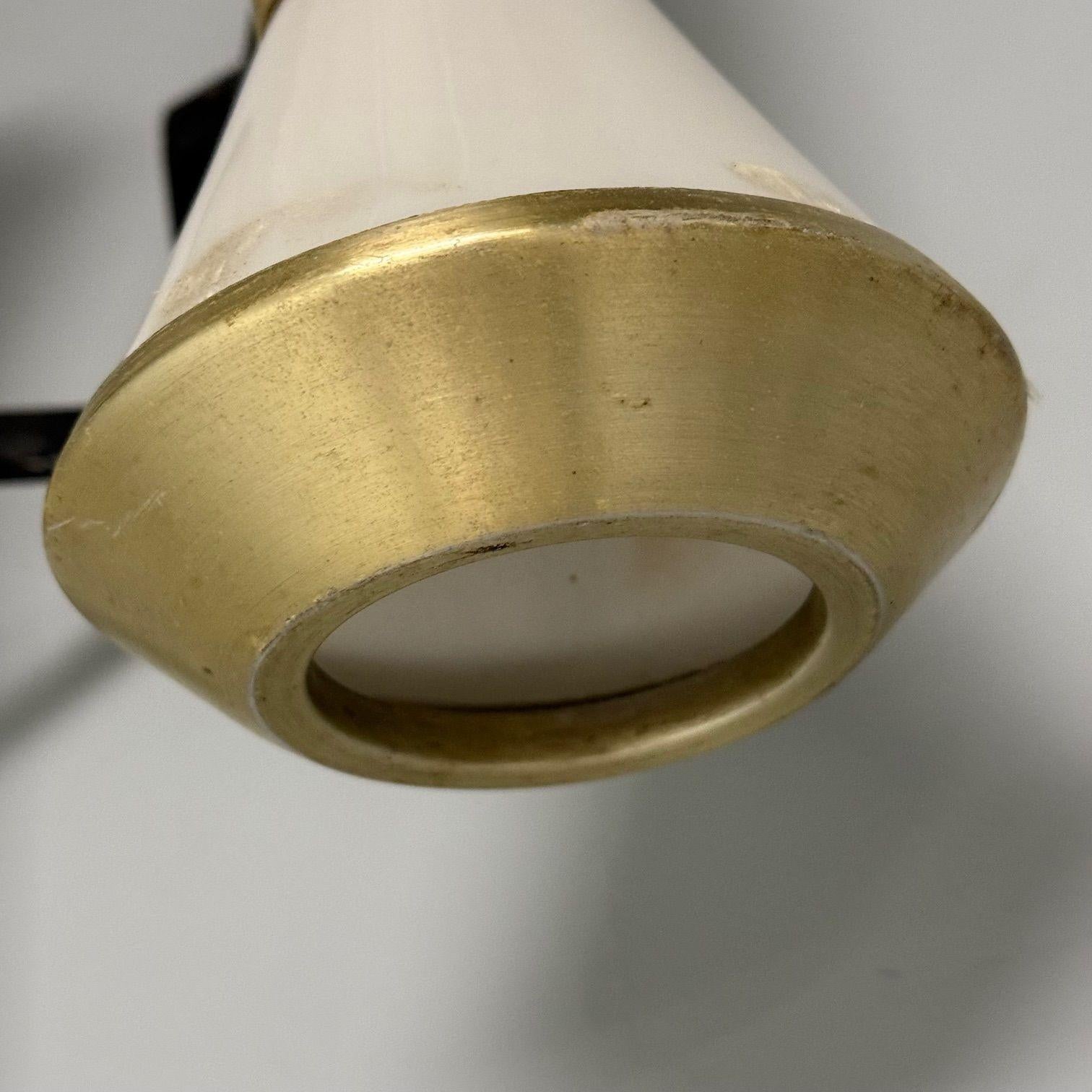 Stilux, Italian Mid-Century Modern, Wall Sconces, Brass, Aluminum, Italy, 1960s For Sale 2