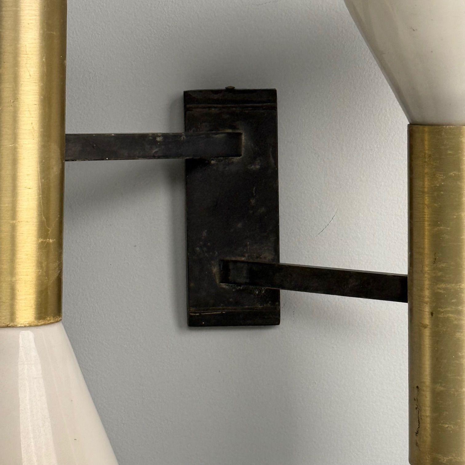 Stilux, Italian Mid-Century Modern, Wall Sconces, Brass, Aluminum, Italy, 1960s For Sale 4