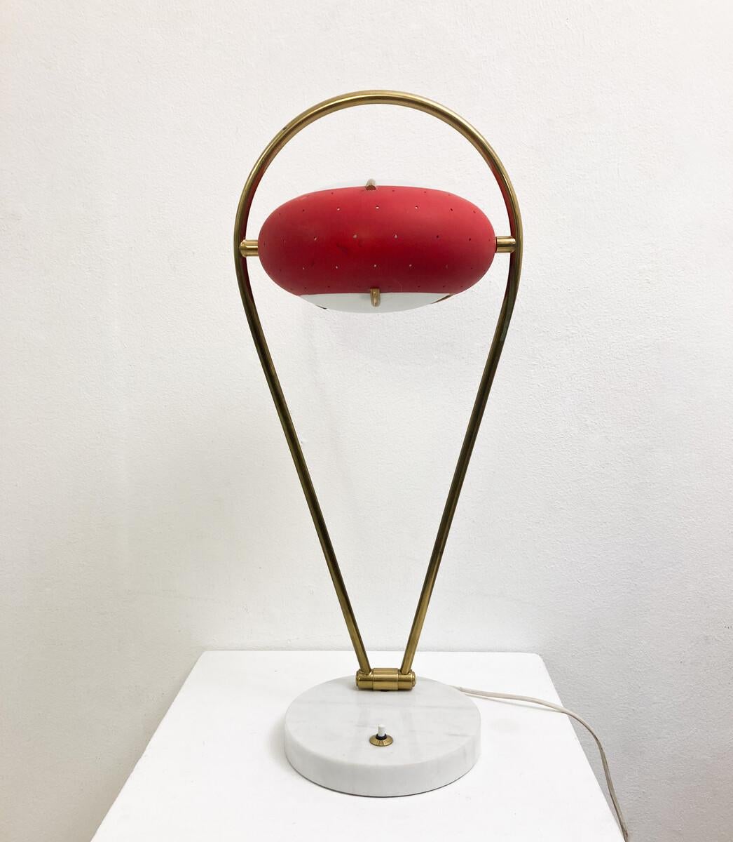 Stilux Italian red desk lamp, Italy, 1950s.