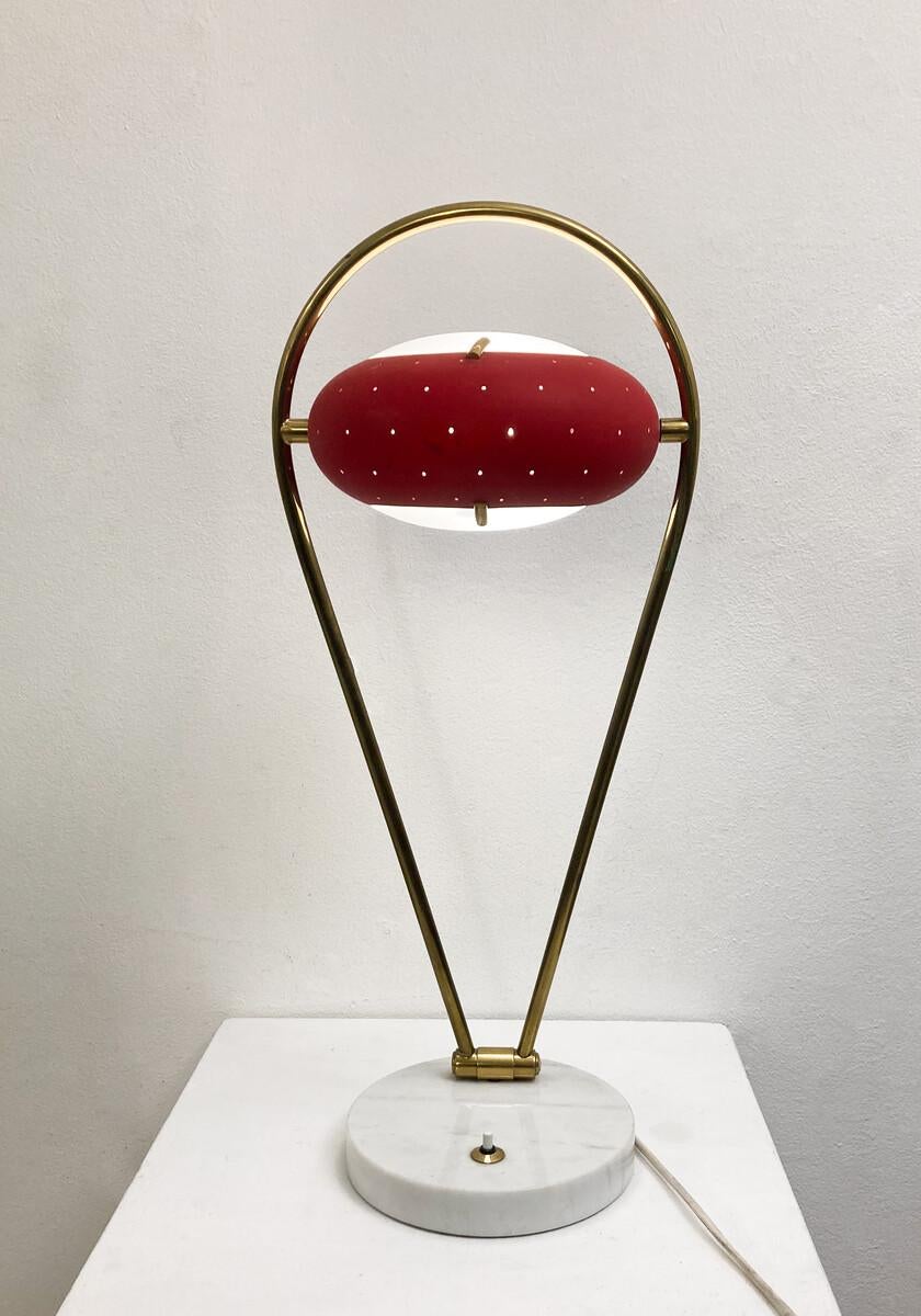 Mid-20th Century Stilux Italian Red Desk Lamp, Italy, 1950s