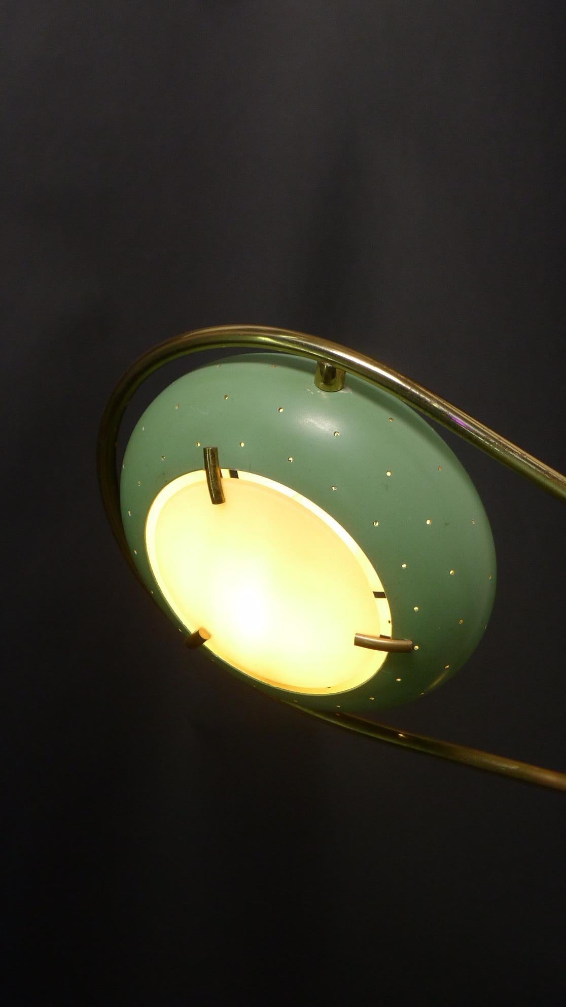 Stilux Lamp, 1950s, fully adjustable with green perforated shade 3