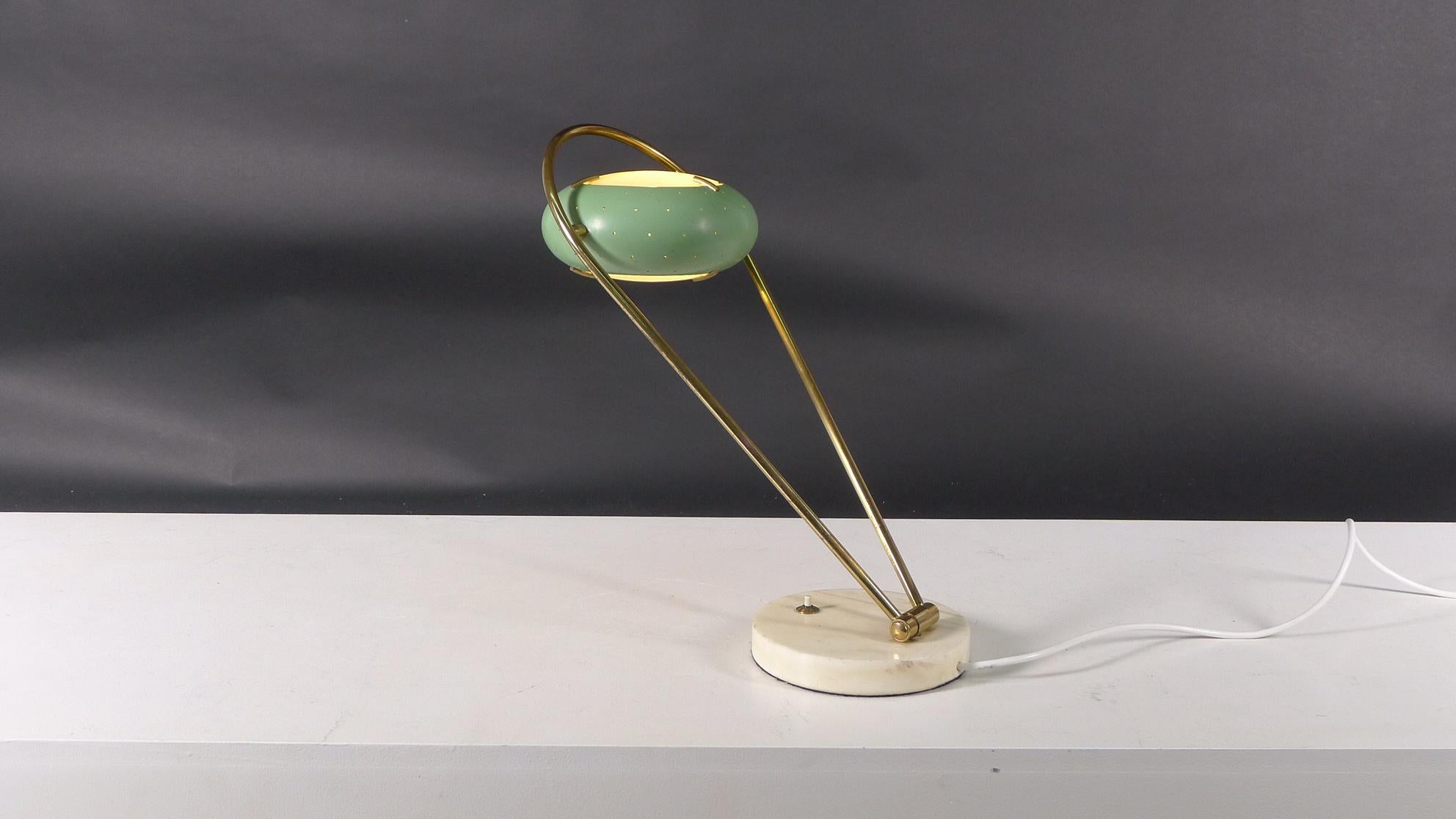 Stilux Lamp, 1950s, fully adjustable with green perforated shade 1