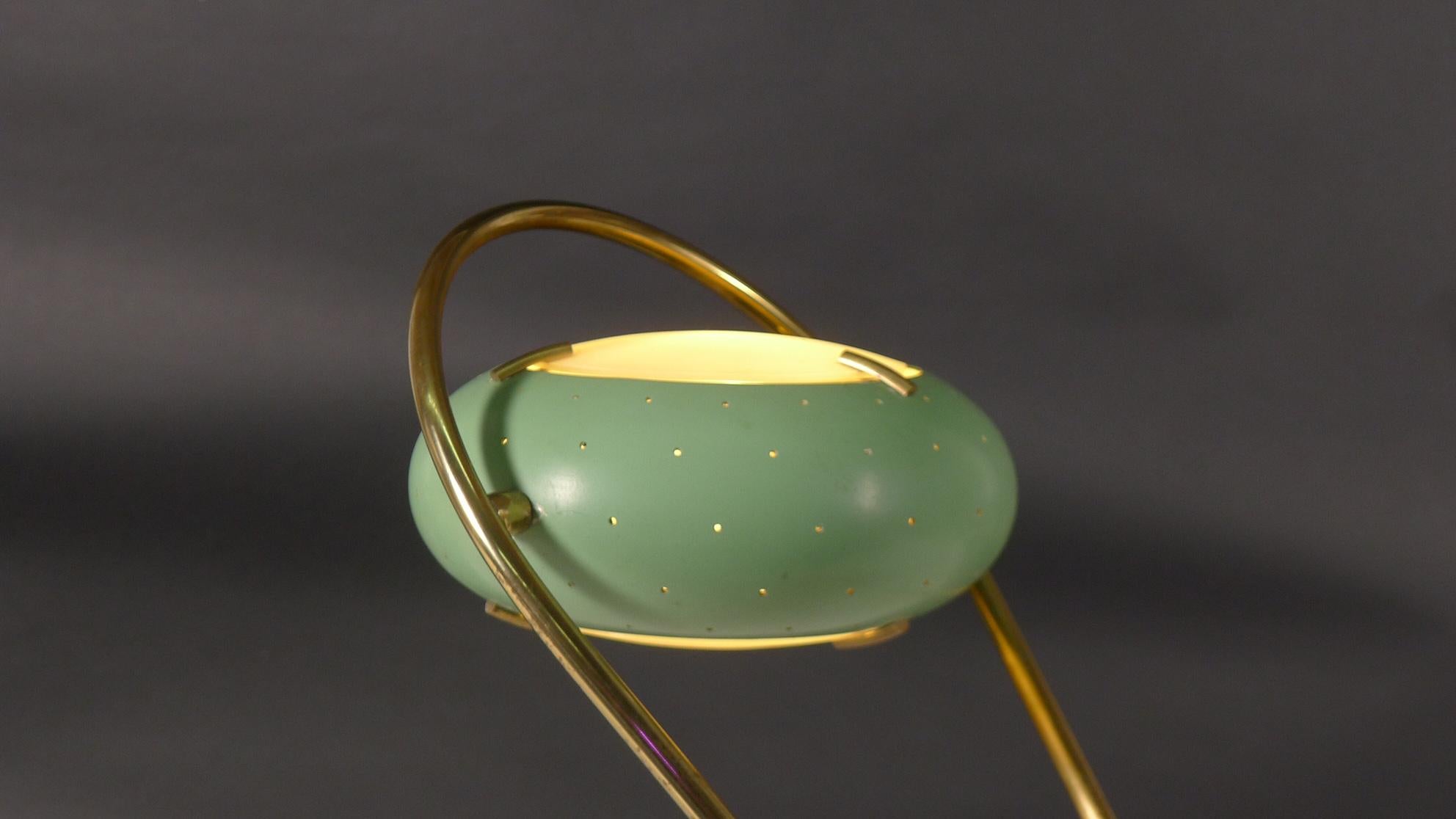 Stilux Lamp, 1950s, fully adjustable with green perforated shade 2