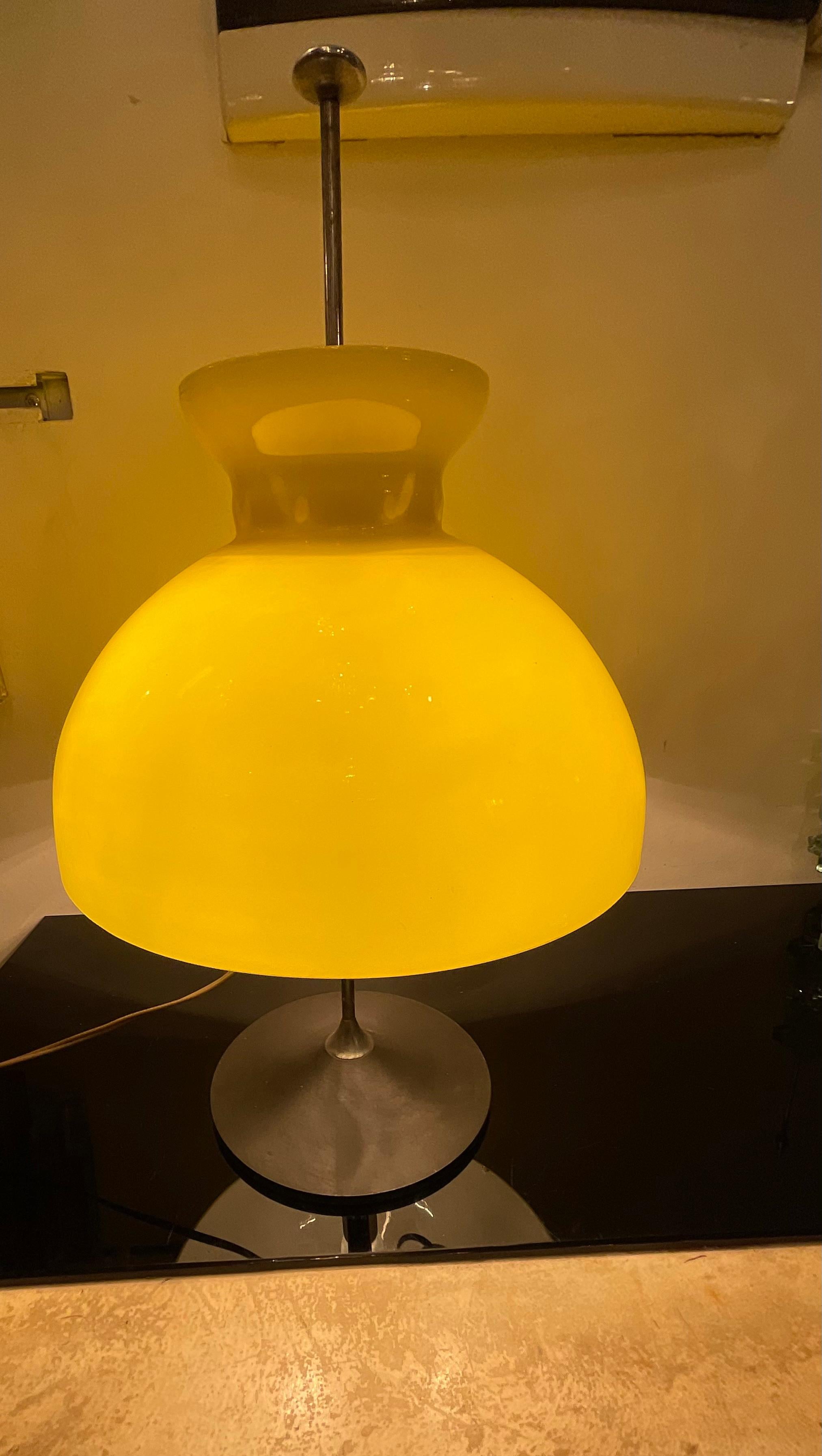 Metal Stilux - murano yellow glass table lamp - 1950s For Sale