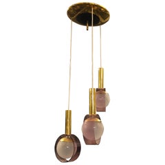 Stilux Mid-Century Modern Three Lights Cascading Chandelier, circa 1950 Stilux Mid-Century Modern Three Lights Cascading Chandelier, circa 1950