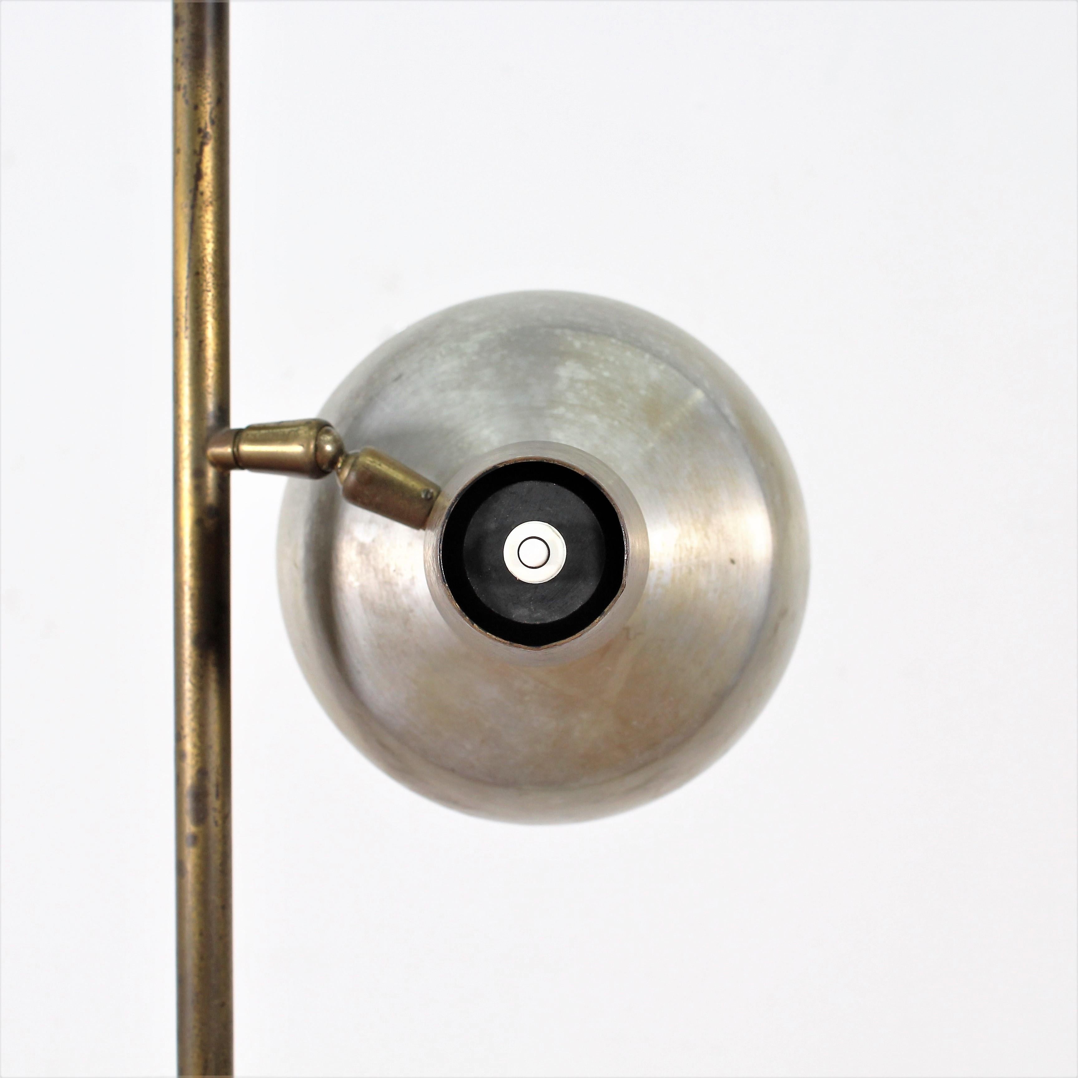 Stilux Midcentury Satin Metal Floor Lamp Three Adjustable Spots, Italy, 1960s 7