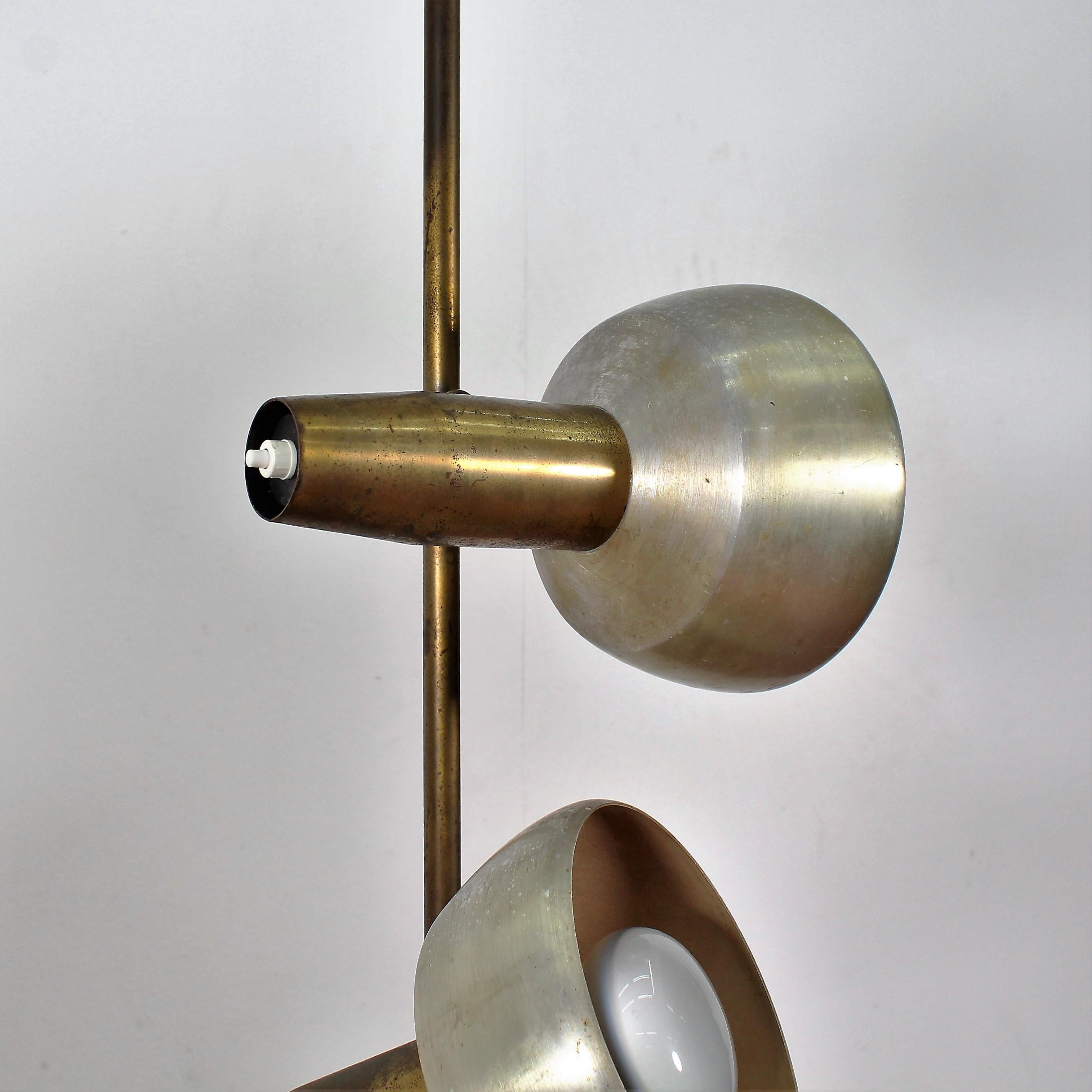 Stilux Midcentury Satin Metal Floor Lamp Three Adjustable Spots, Italy, 1960s In Good Condition In Palermo, IT