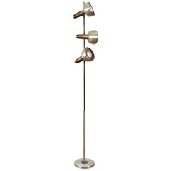 Stilux Midcentury Satin Metal Floor Lamp Three Adjustable Spots, Italy, 1960s