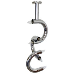 Stilux Milan Chrome Chain Chandelier Light Sculpture, Italy, 1970s