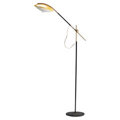 Stilux Milano, Adjustable Floor Lamp, Brass, Metal, Acrylic, Italy, 1960s