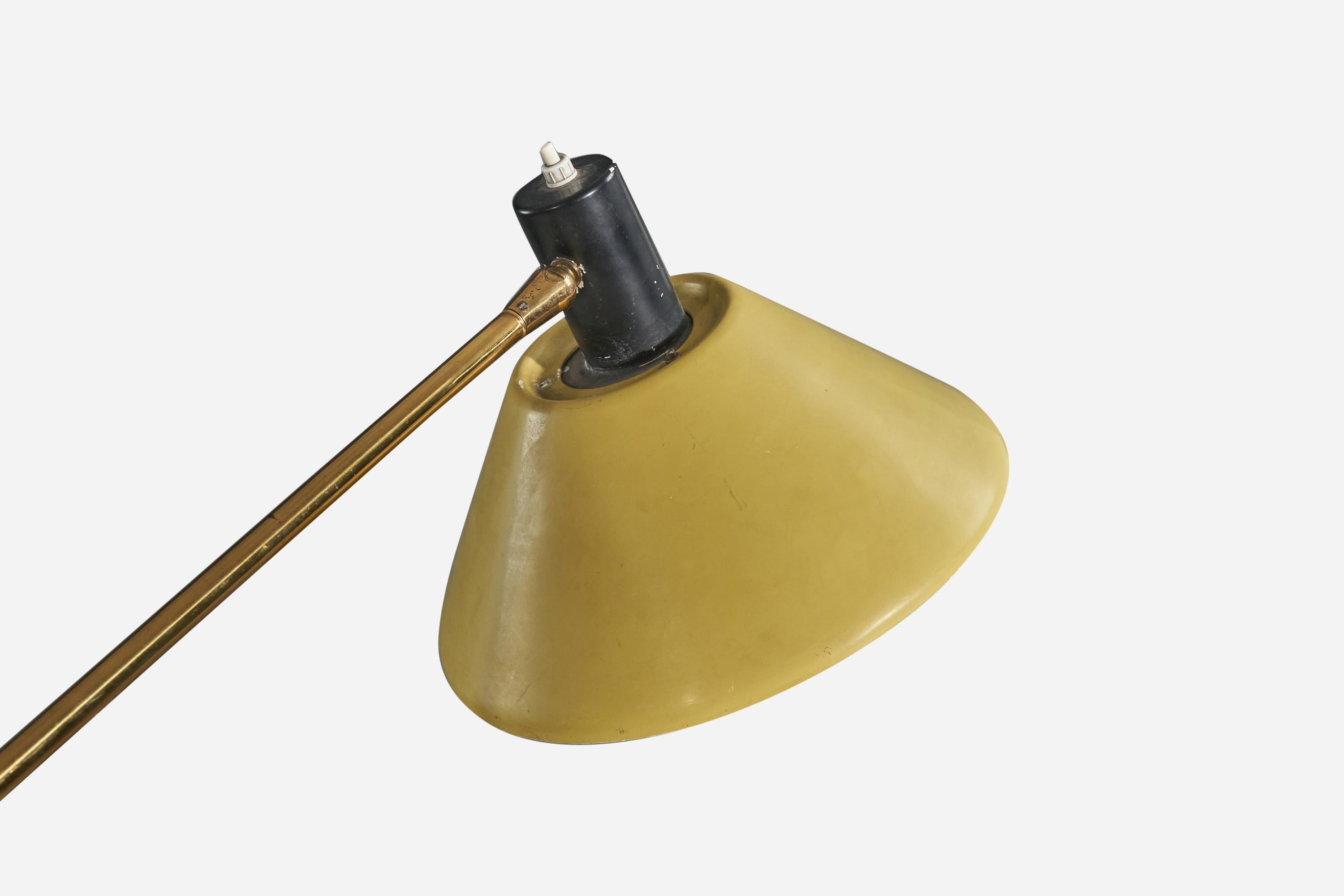 Mid-Century Modern Stilux Milano, Adjustable Floor Lamp, Brass, Metal, Marble, Italy, 1950s For Sale