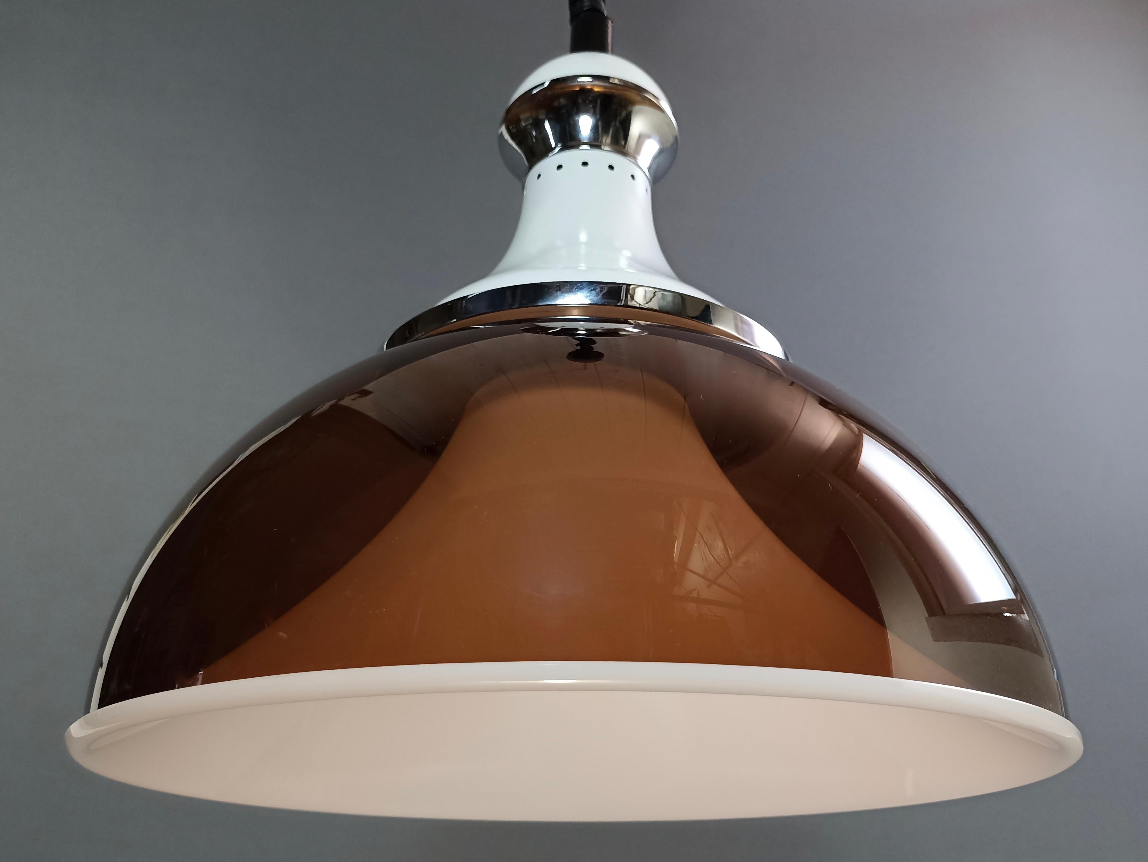 Lacquered 1960s Stilux-Milano Attributable Italian Bi-Colored Perspex Acrylic Pendant Lamp For Sale