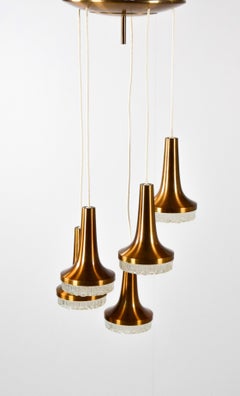 Stilux Milano Chandelier with Copper and Crystal Glass, Italy
