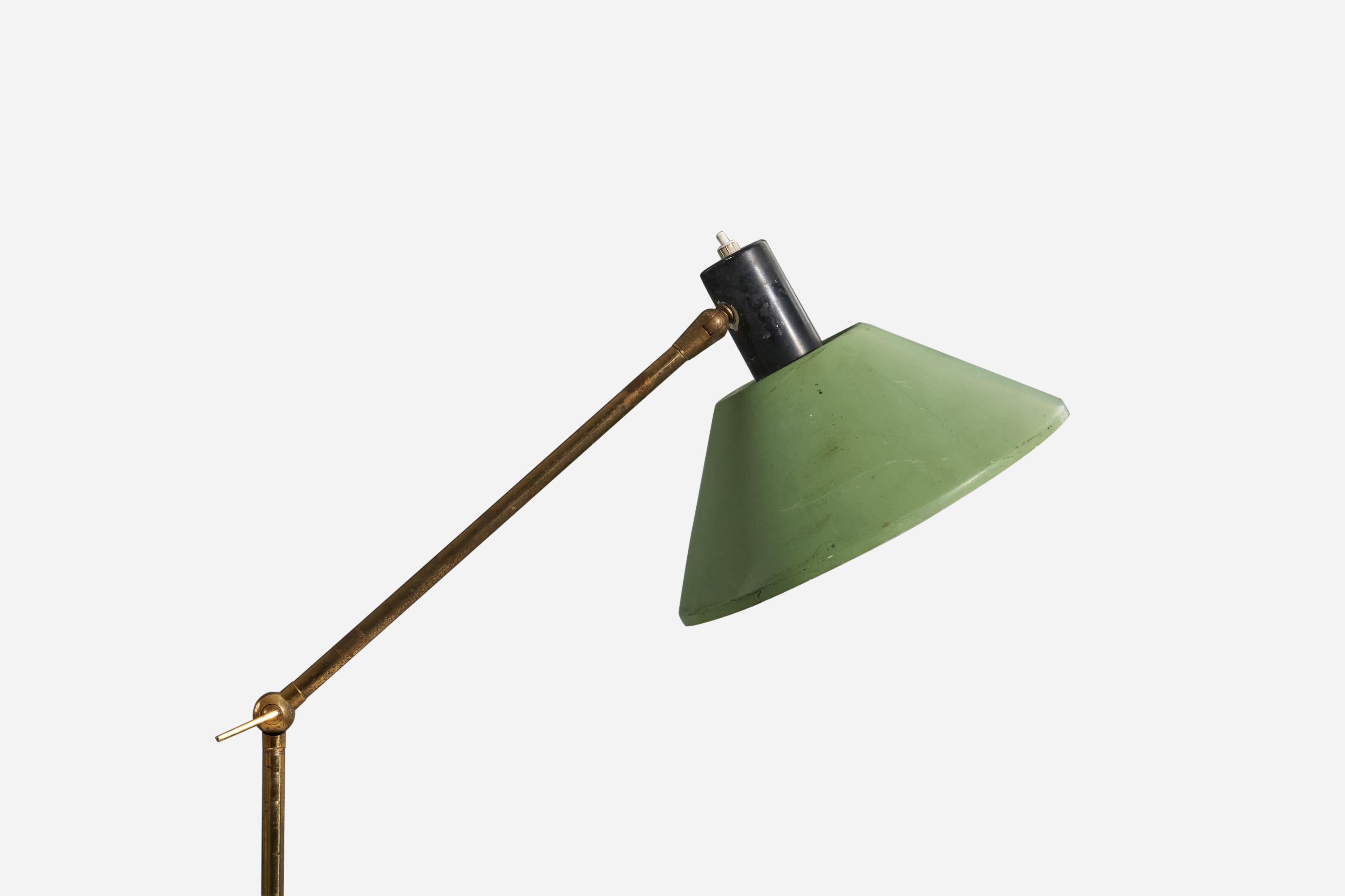 Mid-Century Modern Stilux Milano, Floor Lamp, Brass, Metal, Marble, Italy, 1950s For Sale