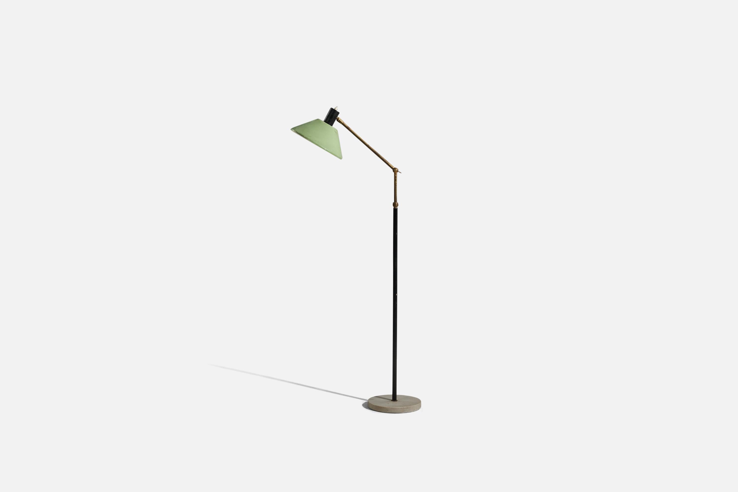 Italian Stilux Milano, Floor Lamp, Brass, Metal, Marble, Italy, 1950s For Sale