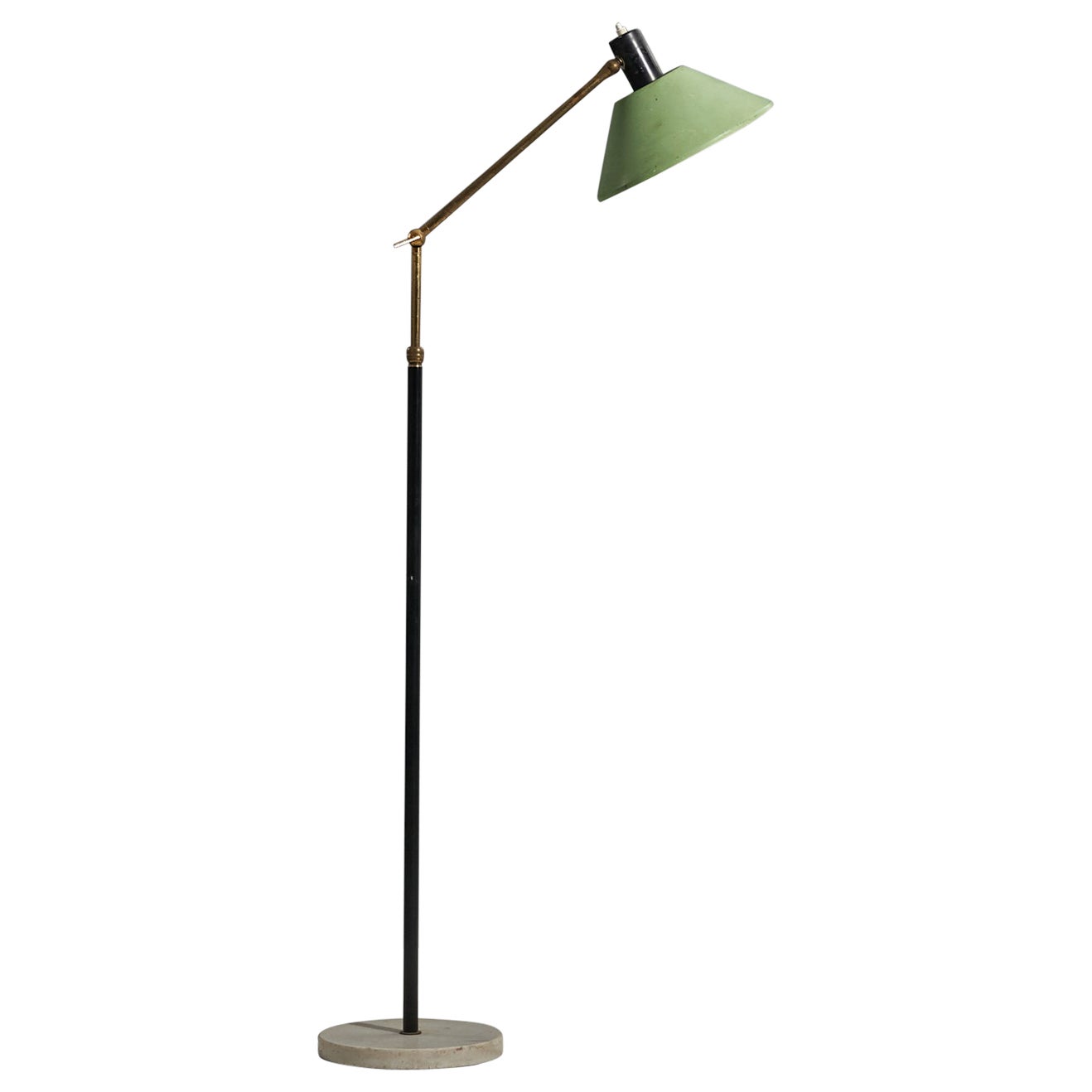 Lampadaire Stilux Milano, laiton, métal, marbre, Italie, années 1950