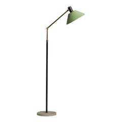 Stilux Milano, lampada da terra, ottone, metallo, marmo, Italia, anni '50