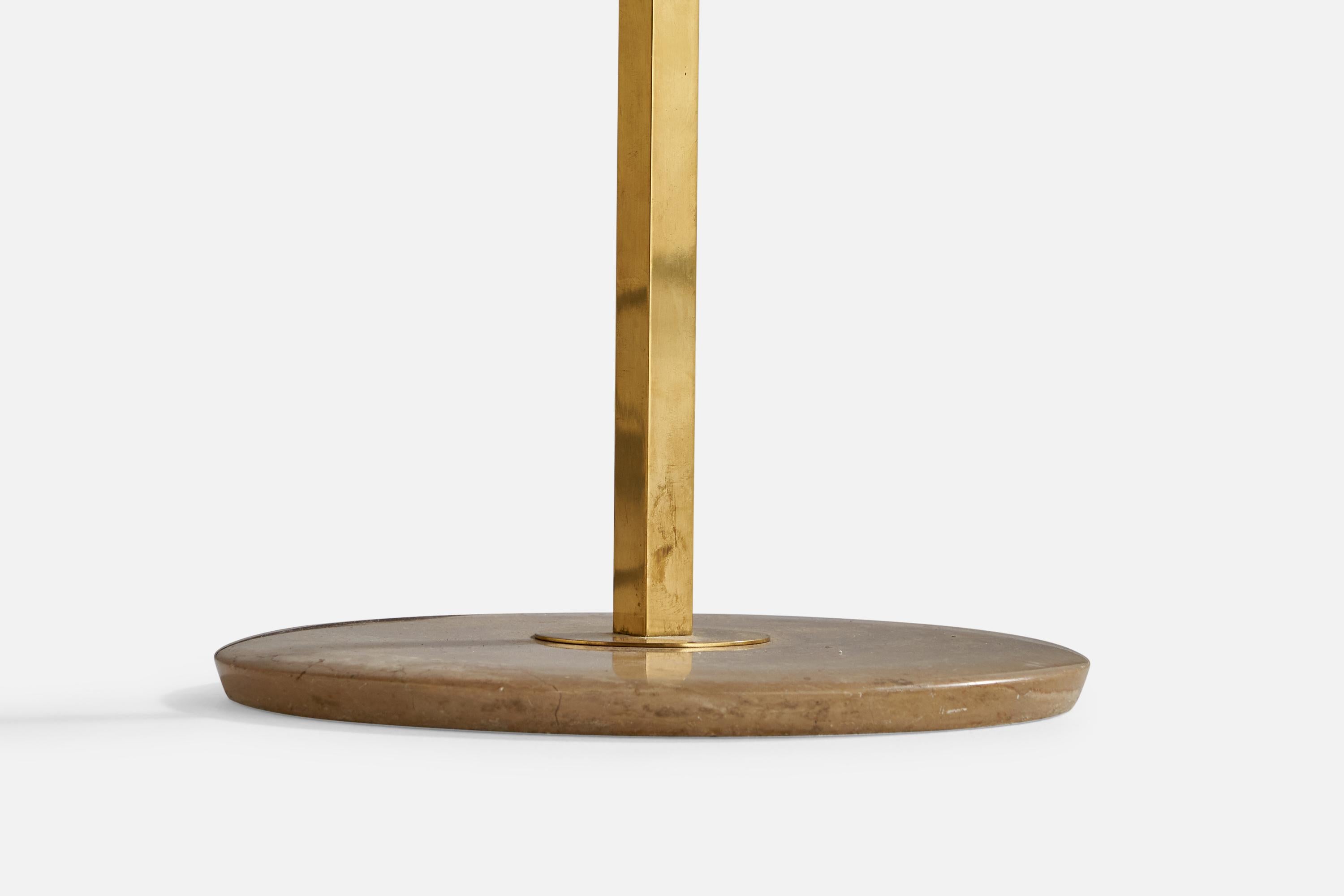 Stilux Milano, Floor Lamp, Brass, Metal, Perspex, Marble, Italy, 1950s For Sale 1