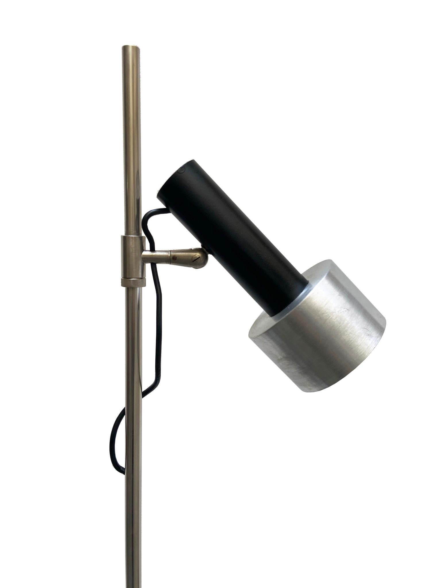 Chromed and lacquered metal floor lamp with adjustable lampshade by Stilux Milano, 1960s.