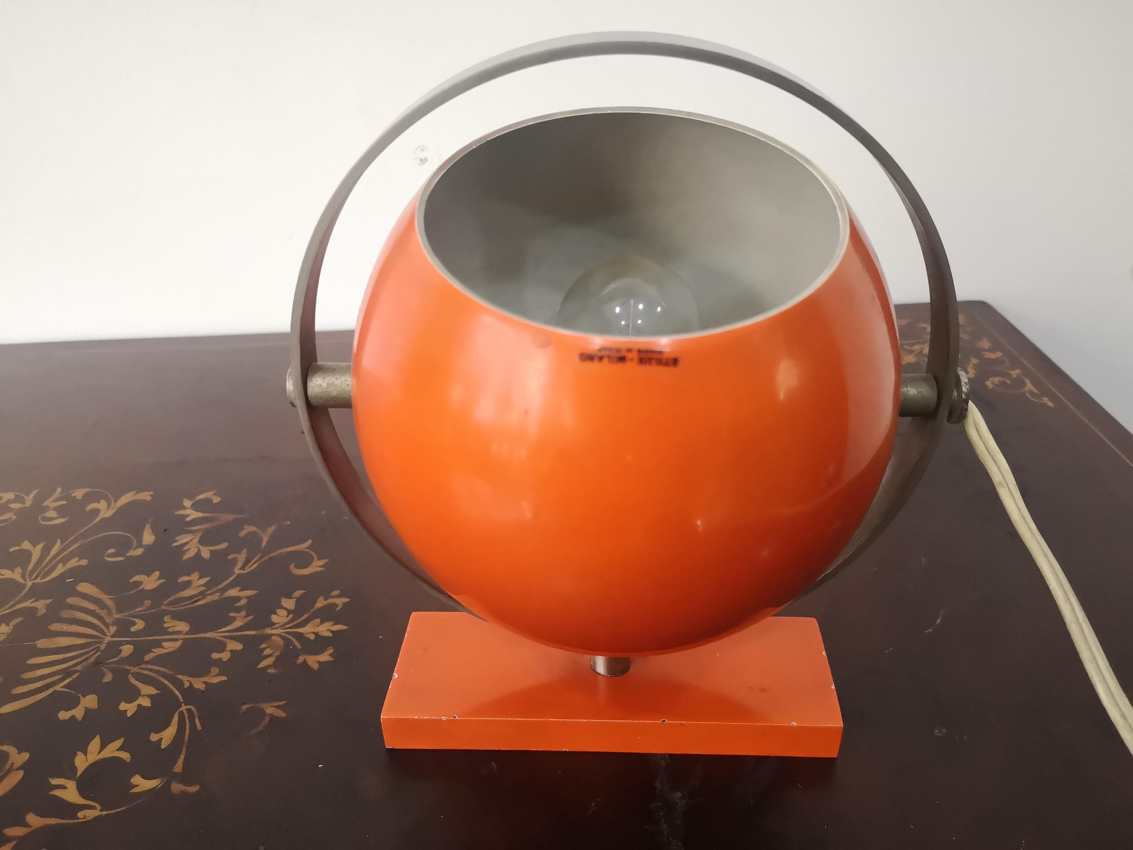 Stilux Milano Italian orange Saba globe table lamp from the 60s For Sale 6