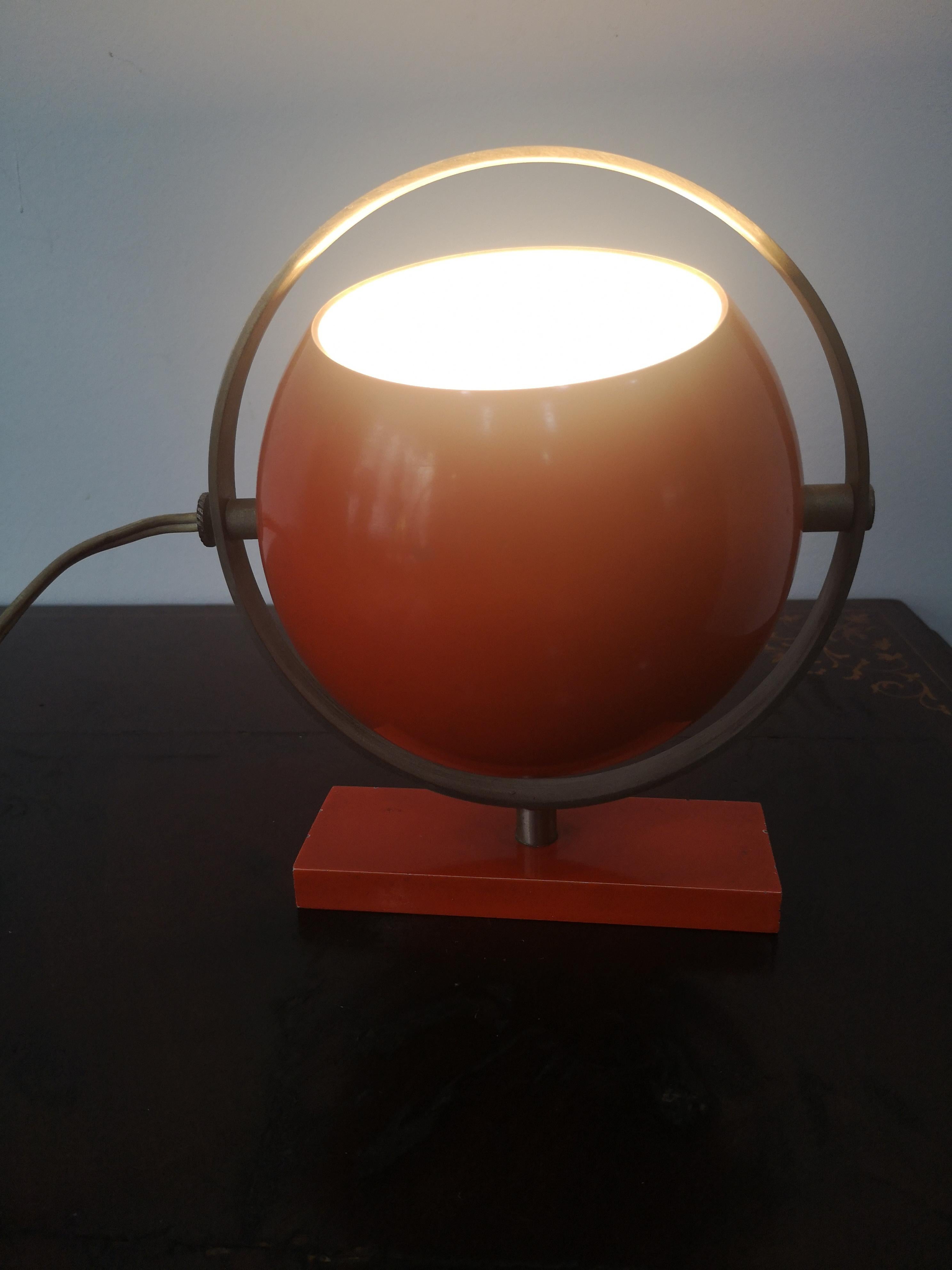 Mid-20th Century Stilux Milano Italian orange Saba globe table lamp from the 60s For Sale