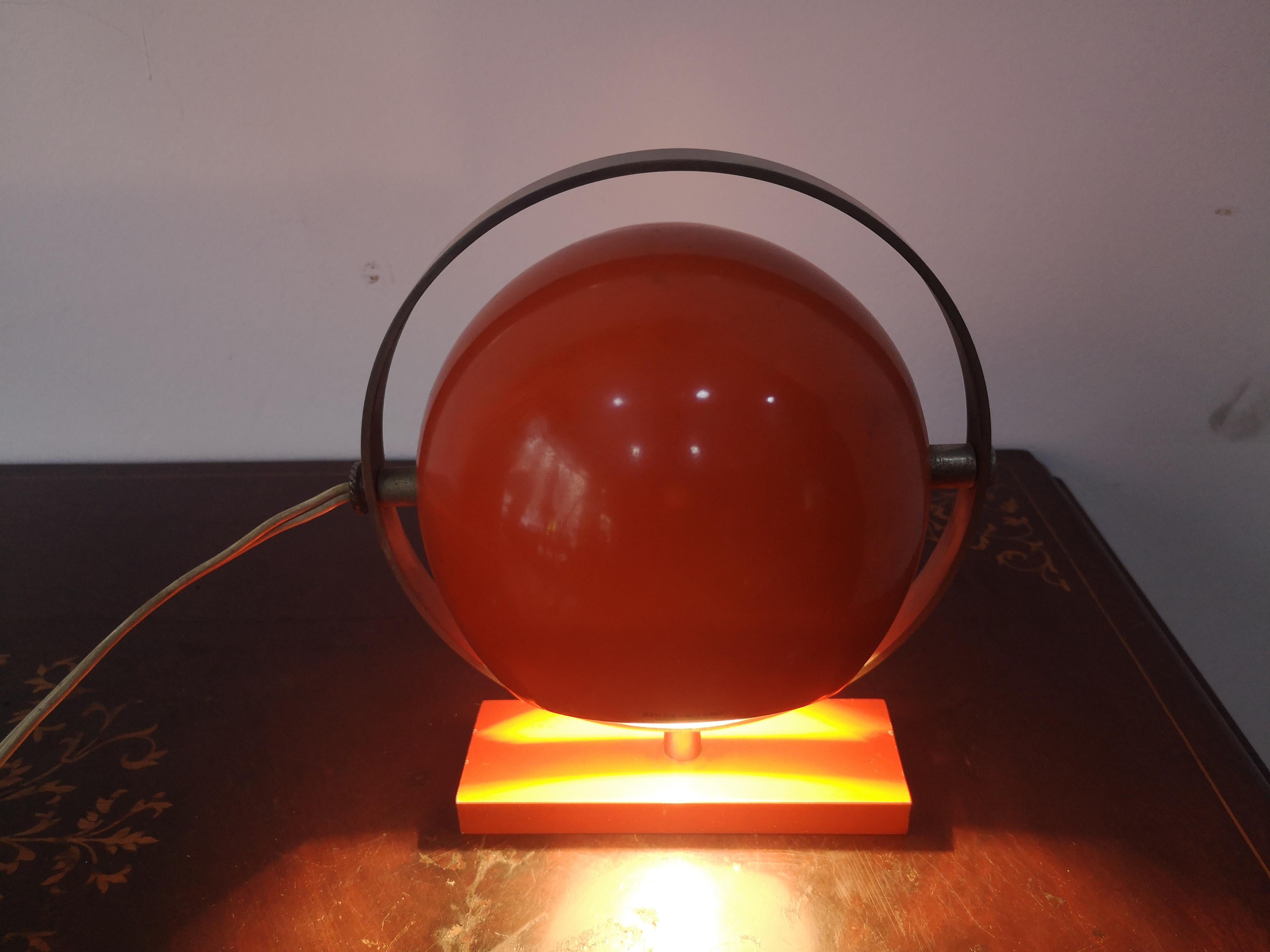 Aluminum Stilux Milano Italian orange Saba globe table lamp from the 60s For Sale