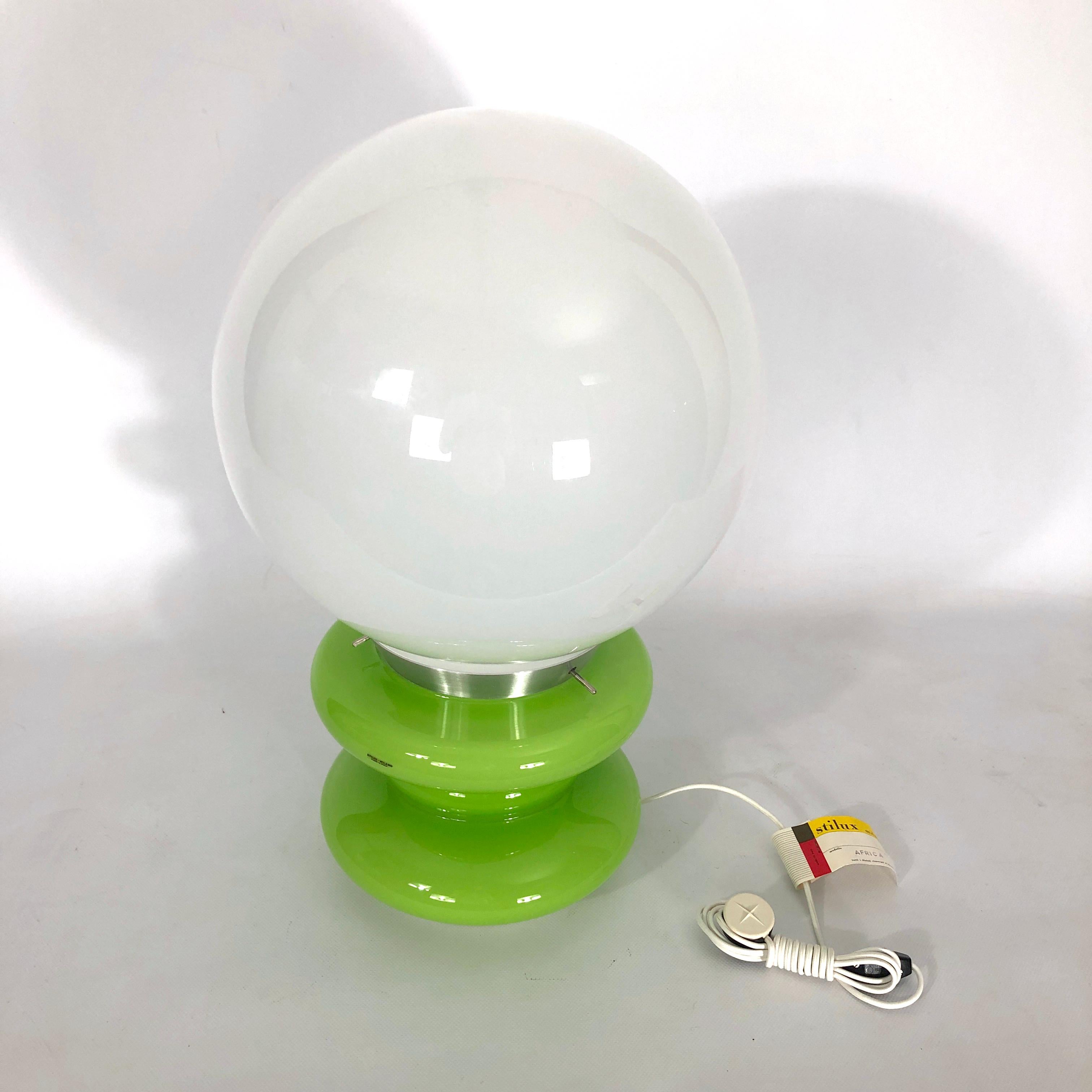 Stilux Milano, Large Green Murano Glass Table Lamp from 60s For Sale 3