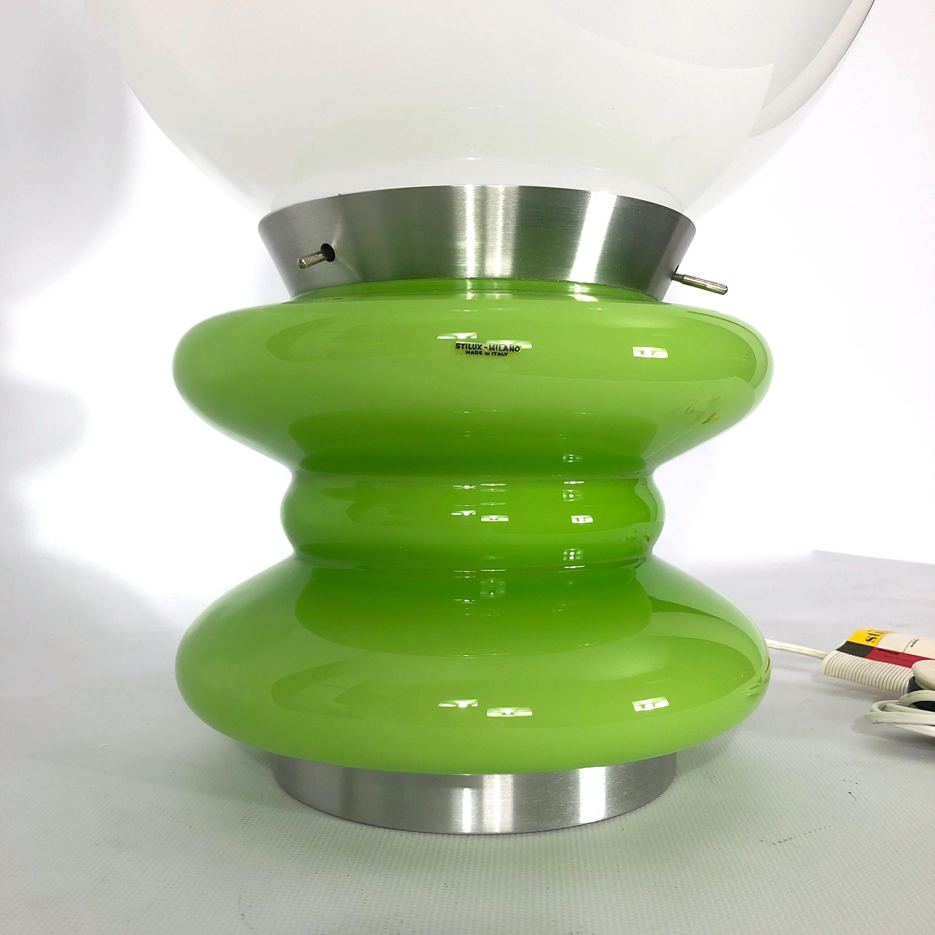 Stilux Milano, Large Green Murano Glass Table Lamp from 60s For Sale 4