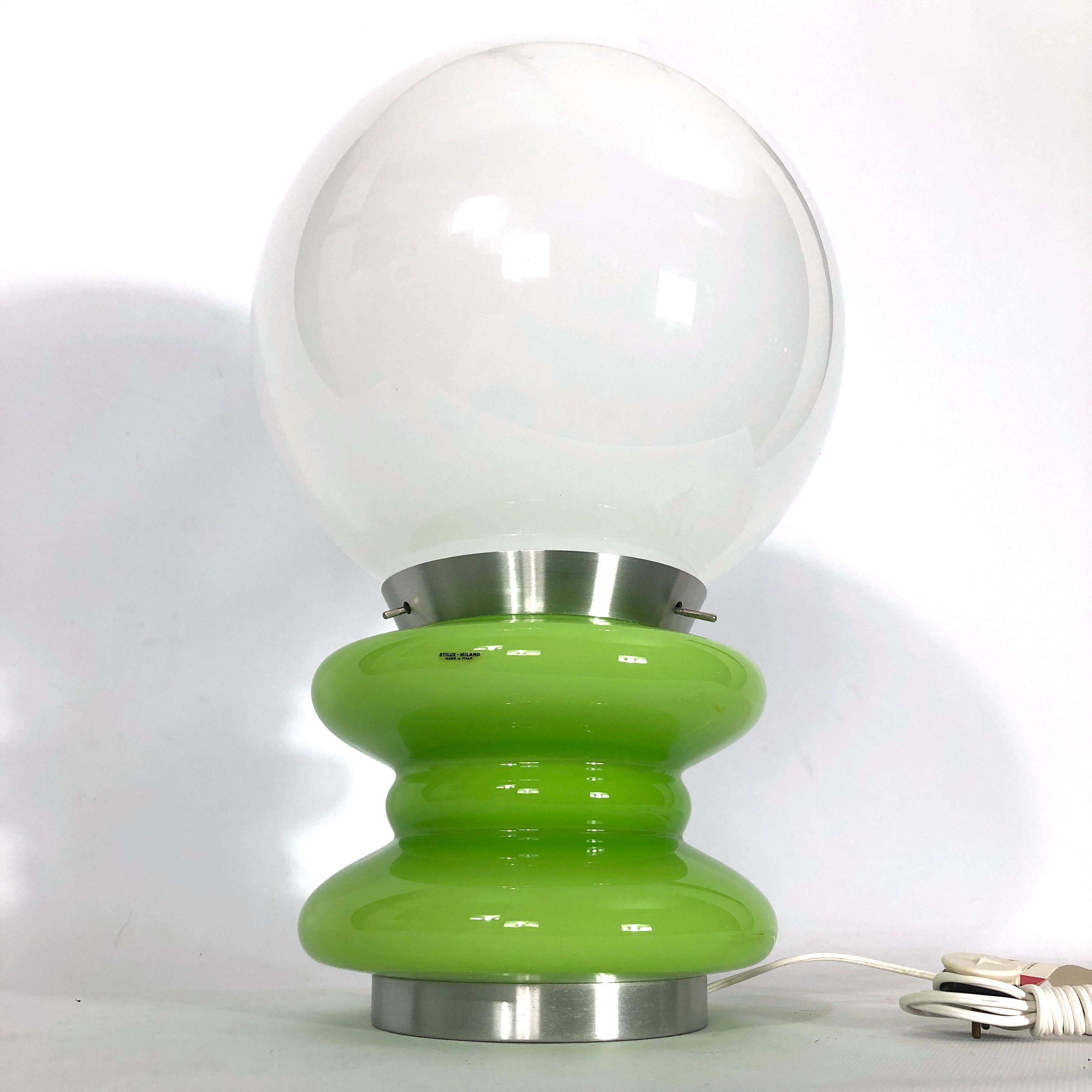 Stilux Milano, Large Green Murano Glass Table Lamp from 60s For Sale 5