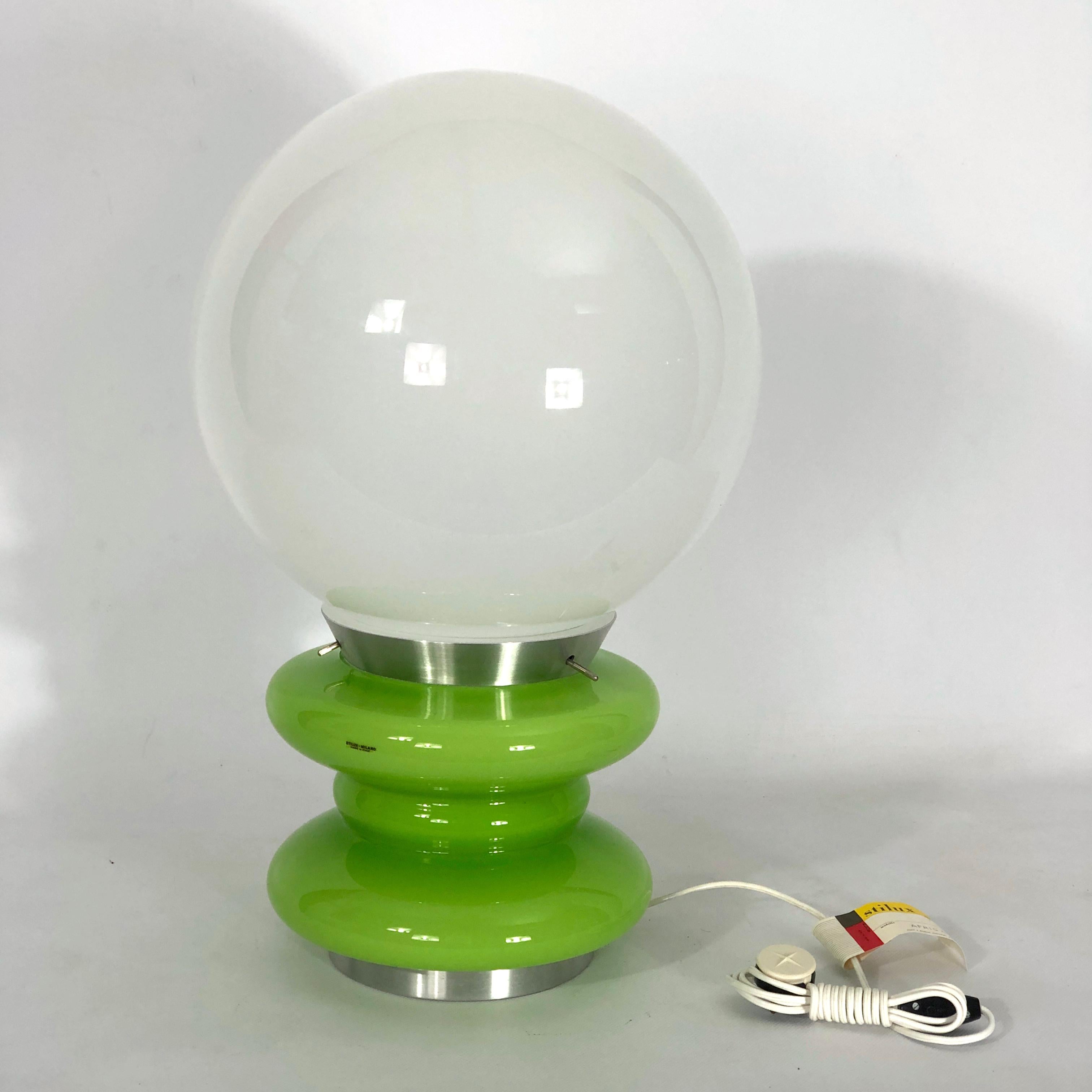 Stilux Milano, Large Green Murano Glass Table Lamp from 60s For Sale 1