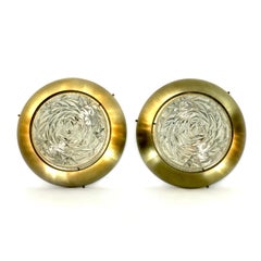 Stilux Milano, Mid-Century Gild and Glass Ceiling Lamps or Sconces, Set of Two