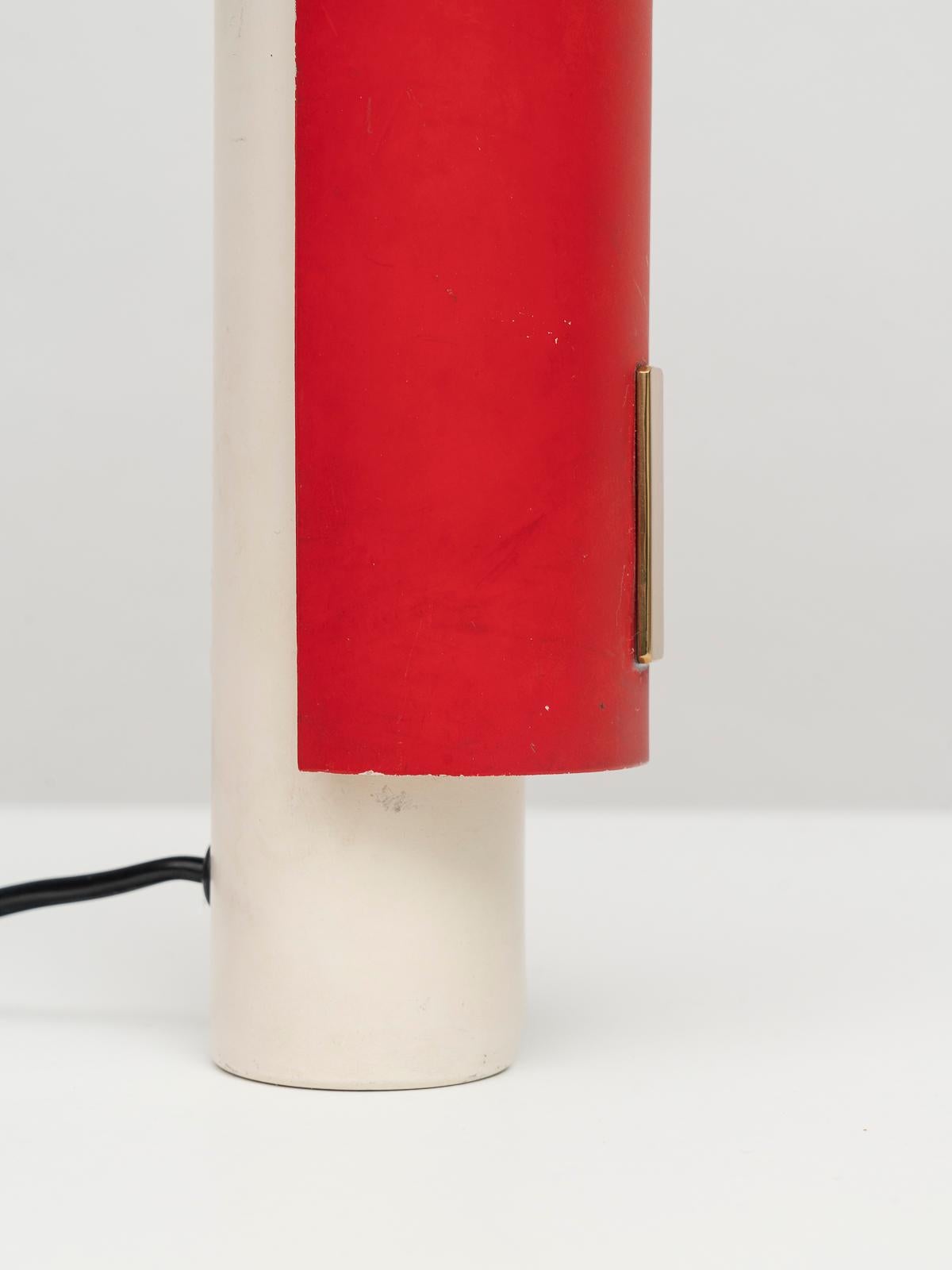 Brass Stilux Milano Mid-Century Modern Small Red Table Lamp, 1960s For Sale