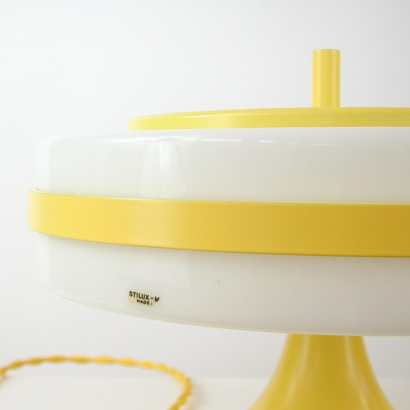 Mid-20th Century Stilux Milano Pop Art Yellow and White Table Lamp For Sale