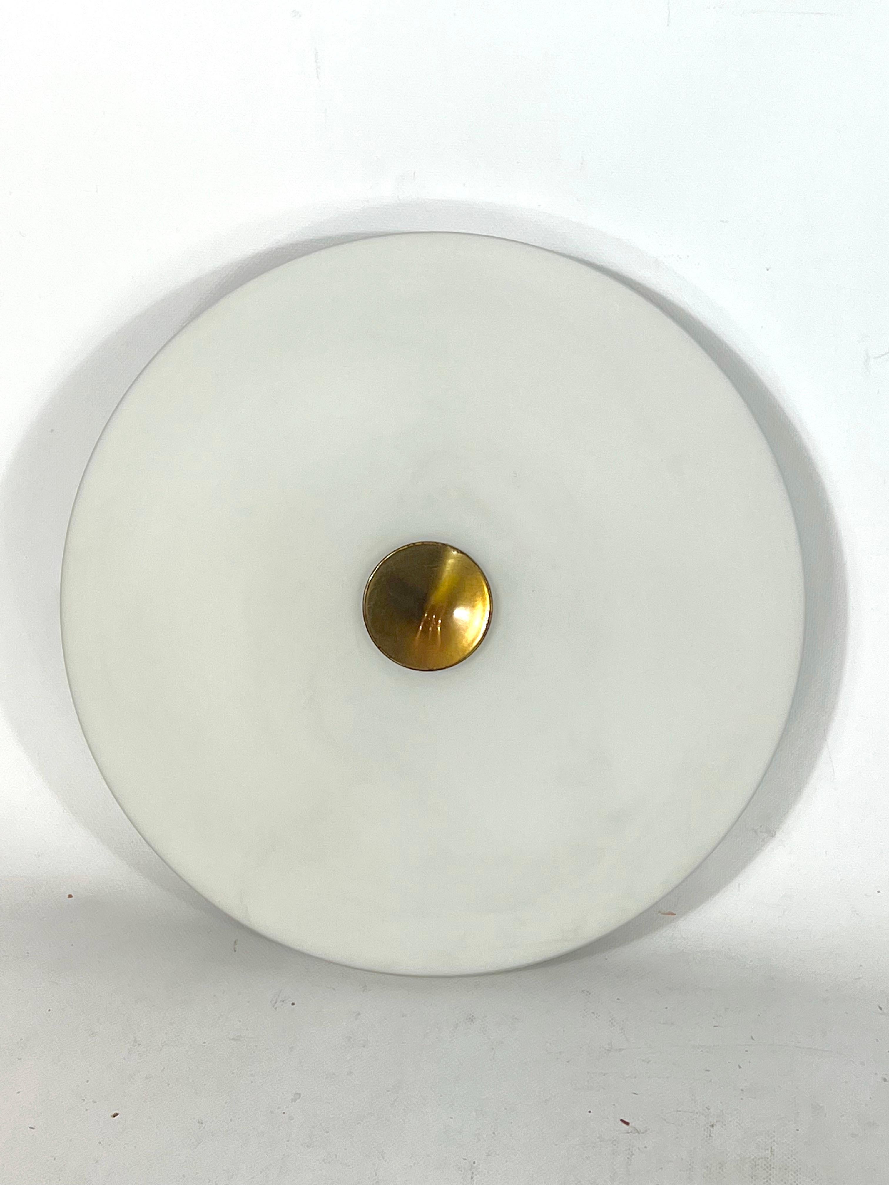Stilux Milano, Round Opaline Glass Ceiling Lamp Model Lido, 1960s For Sale 4
