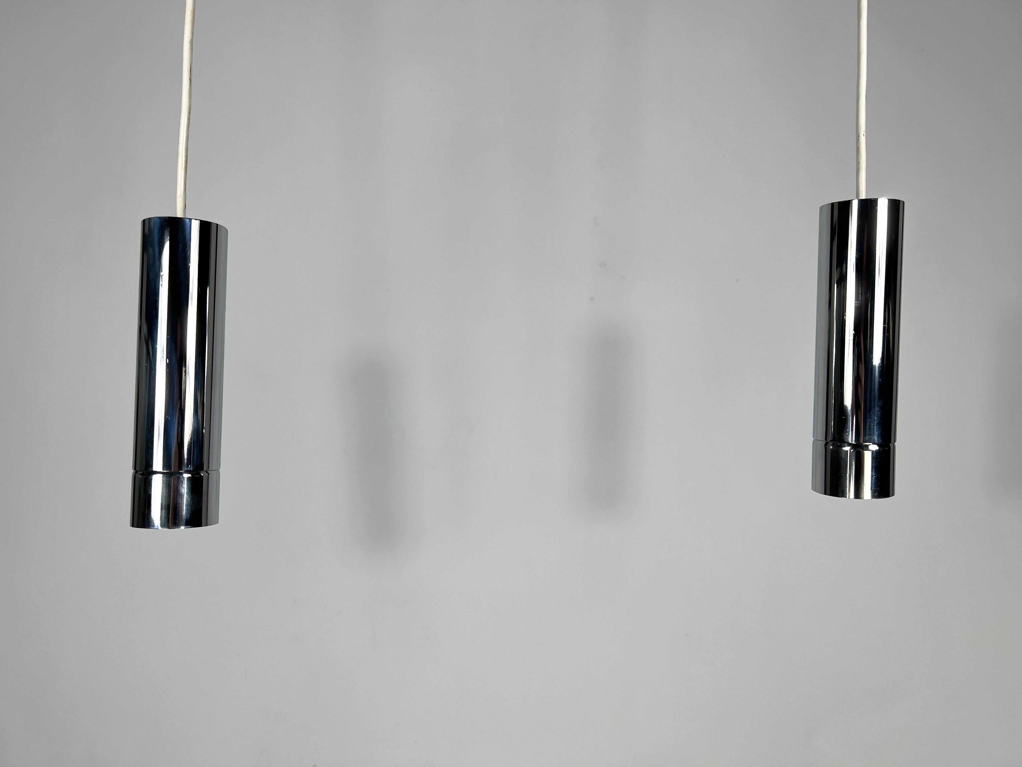 Stilux Milano, Set of Two Chrome Pendant Lamps from 70s For Sale 5