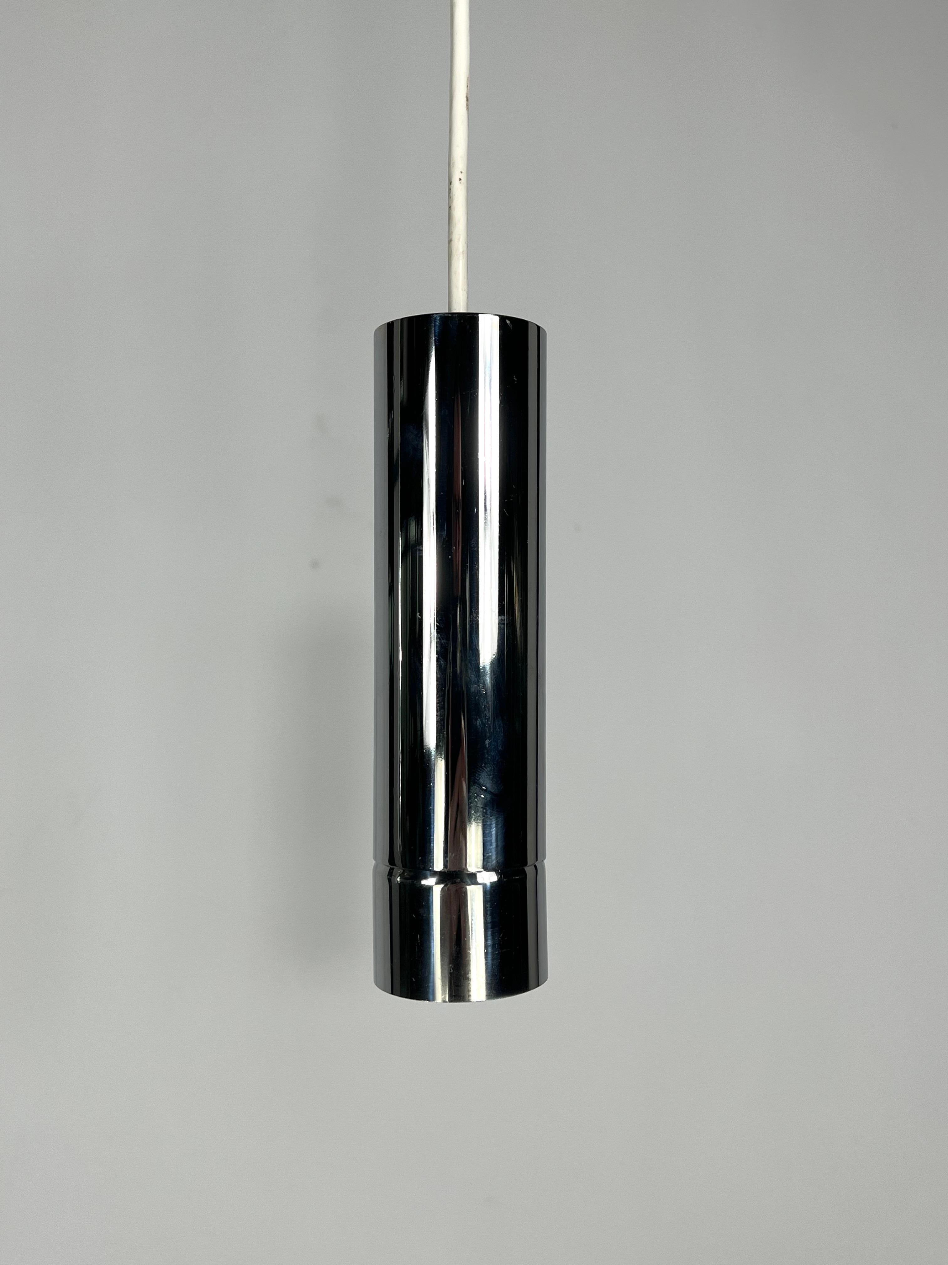 Stilux Milano, Set of Two Chrome Pendant Lamps from 70s For Sale 1