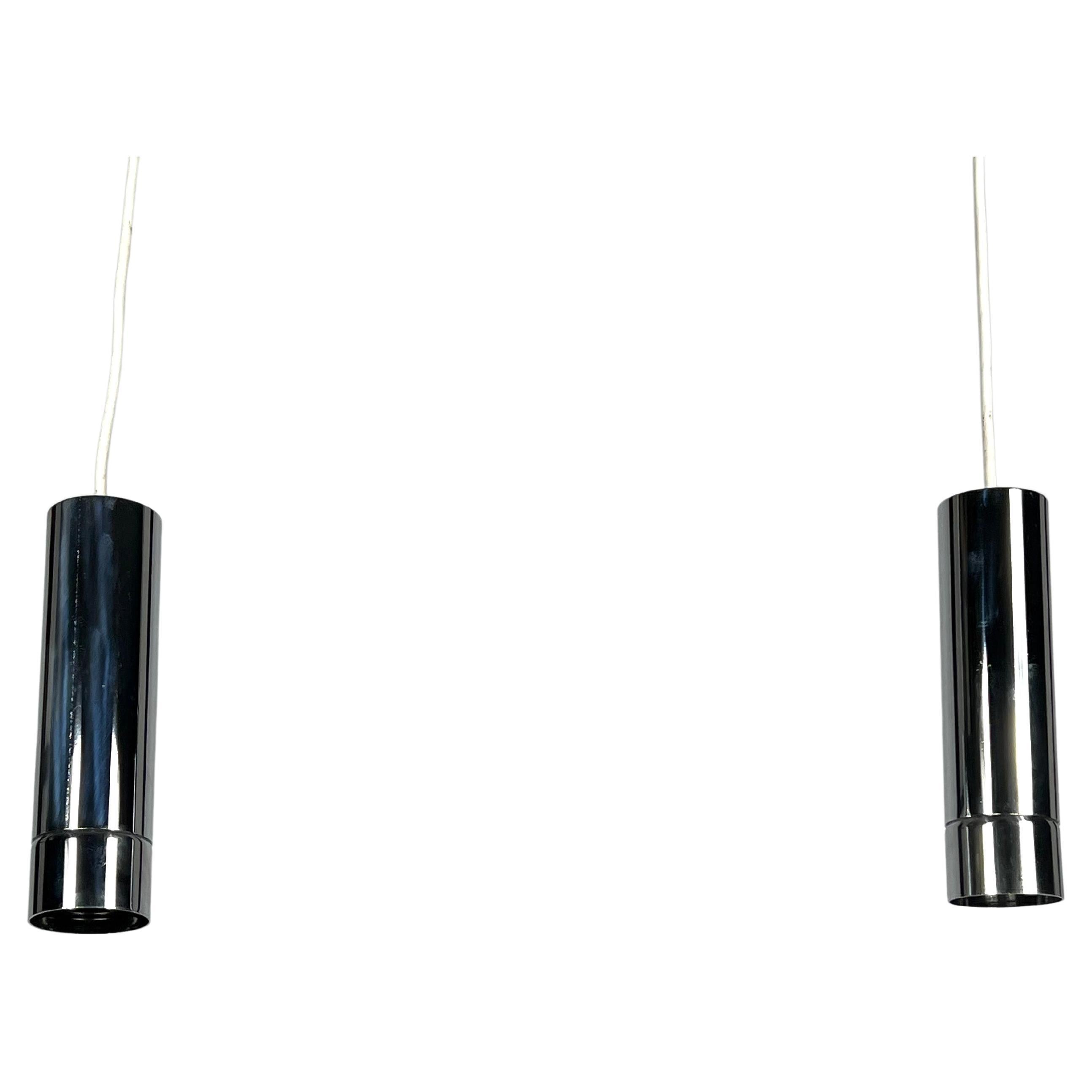 Stilux Milano, Set of Two Chrome Pendant Lamps from 70s For Sale