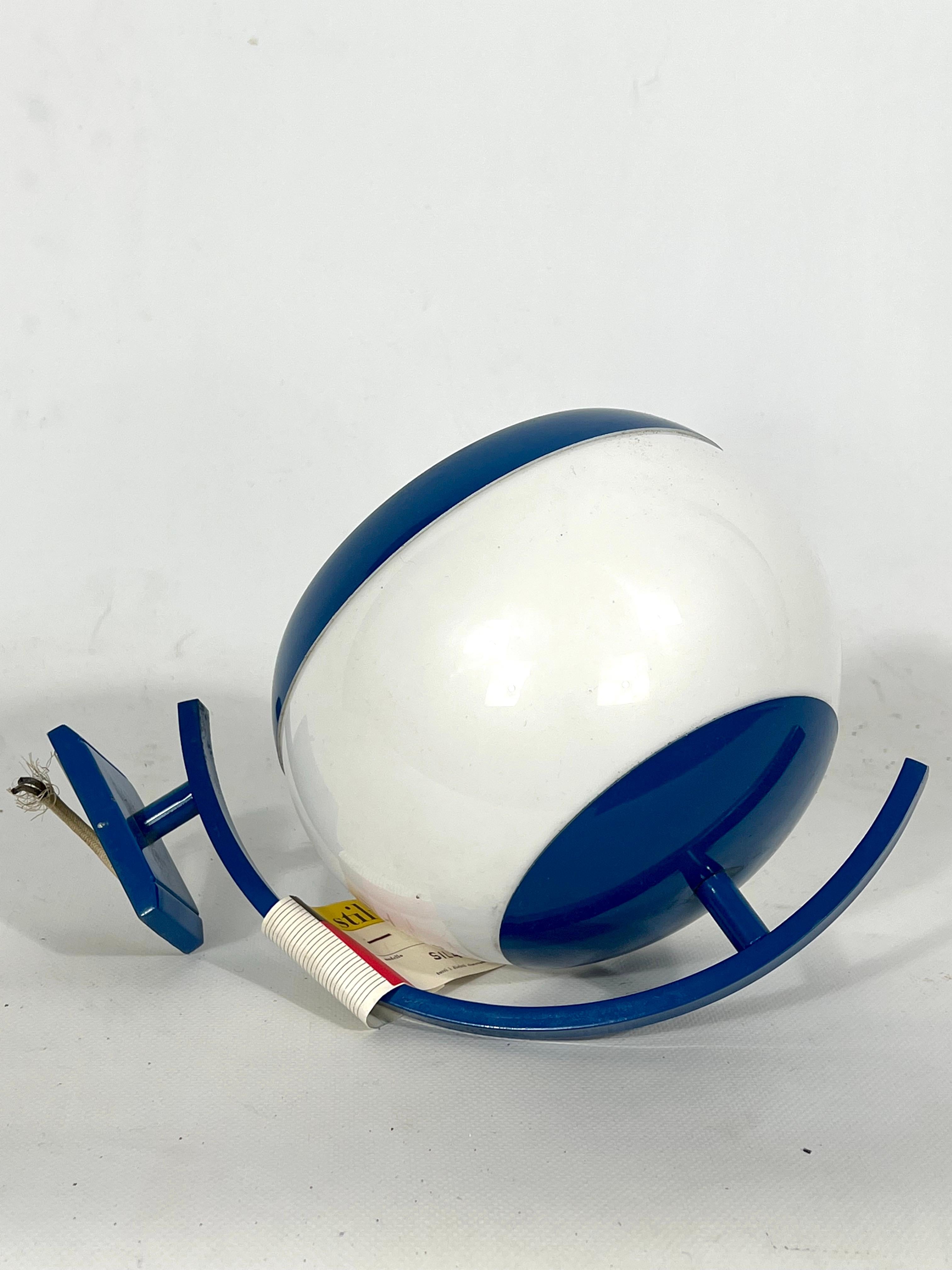 Lacquered Stilux Milano, Single Blu Lacquer and Perspex Wall Lamp Model Sila, Italy, 1960s For Sale