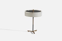 Stilux Milano, Table Lamp, Brass, Lacquered Metal, Acrylic, Italy, 1950s
