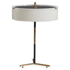 Stilux Milano, Table Lamp, Brass, Lacquered Metal, Acrylic, Italy, 1950s