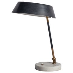Stilux Milano, Lámpara de mesa, Latón, Metal, Acrílico, Mármol, Italia, Años 50