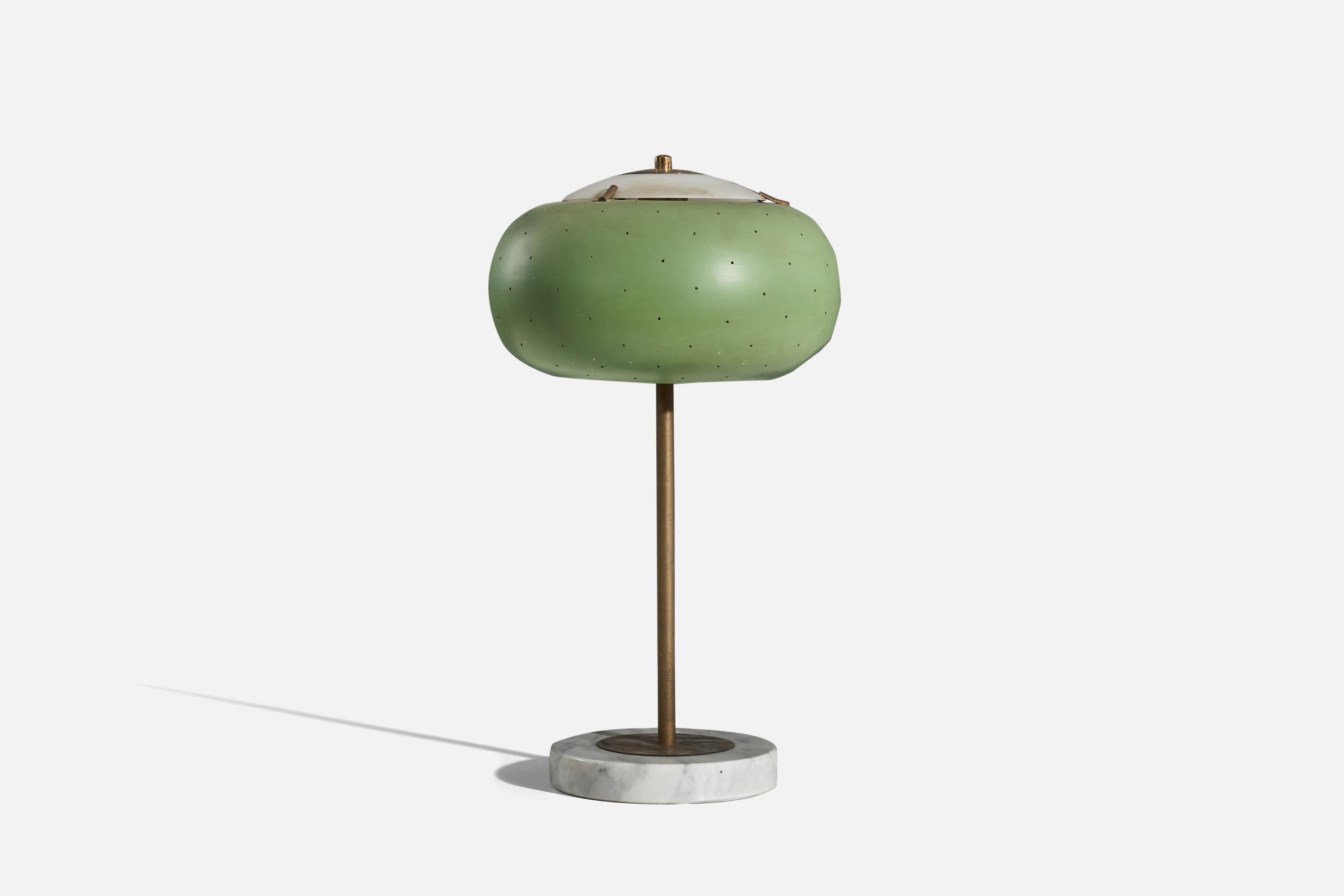 Mid-Century Modern Lampe de bureau Stilux Milano, laiton, métal, marbre, Italie, années 1950 en vente