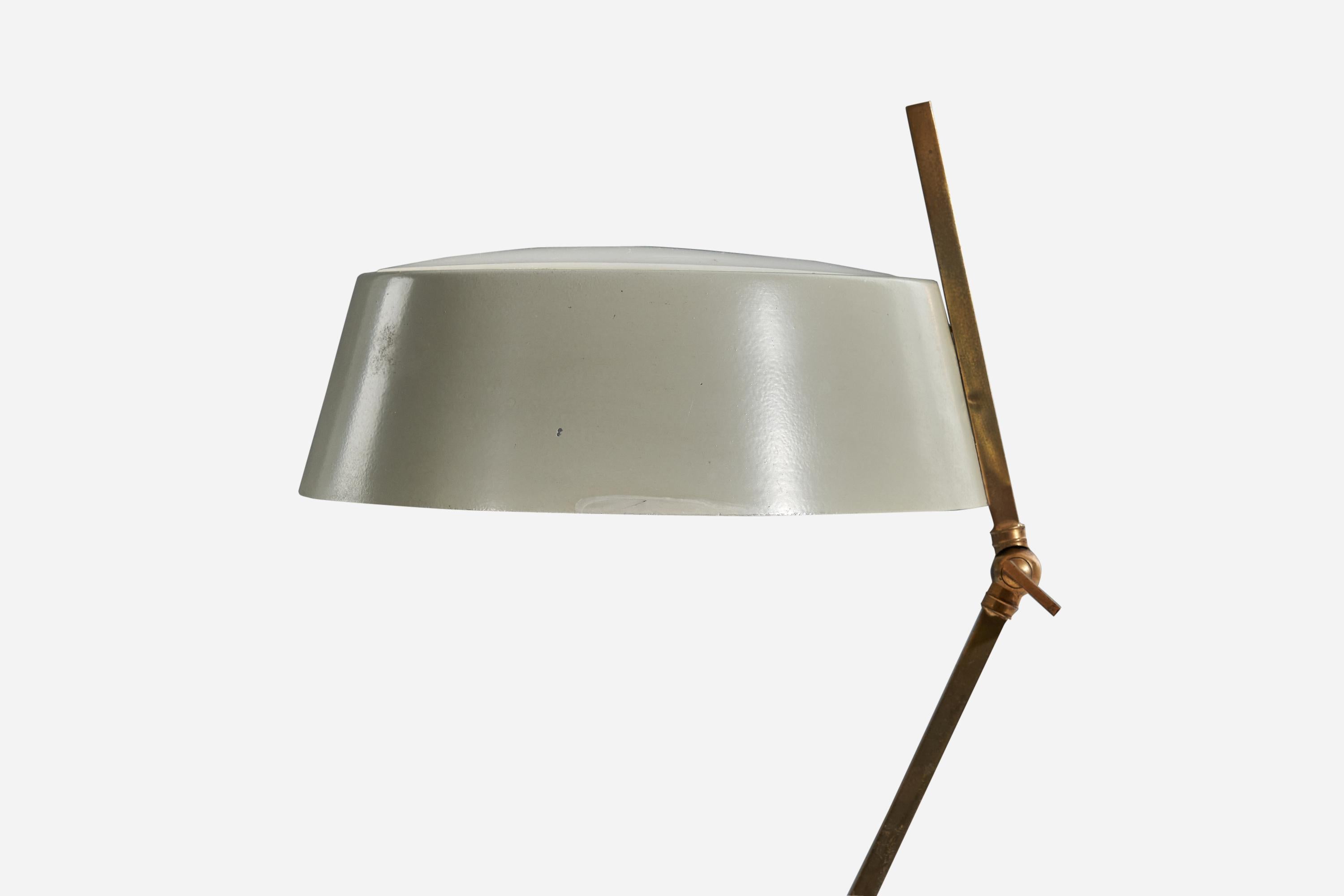 Mid-Century Modern Stilux Milano, Table Lamp, Brass, Metal, Marble, Italy, 1950s For Sale